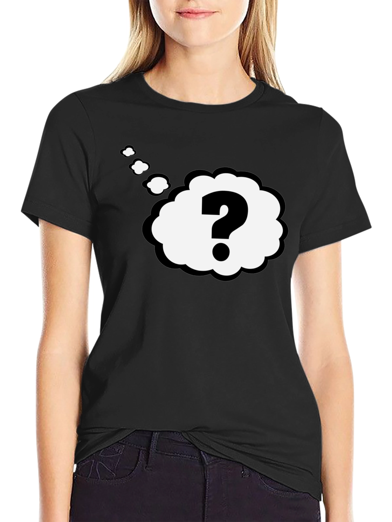 Question Mark Think Bubble Black T-Shirt