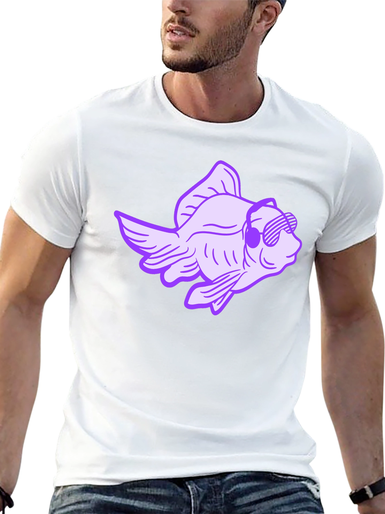 Cool Fish Graphic Tee - Black Cotton T-Shirt