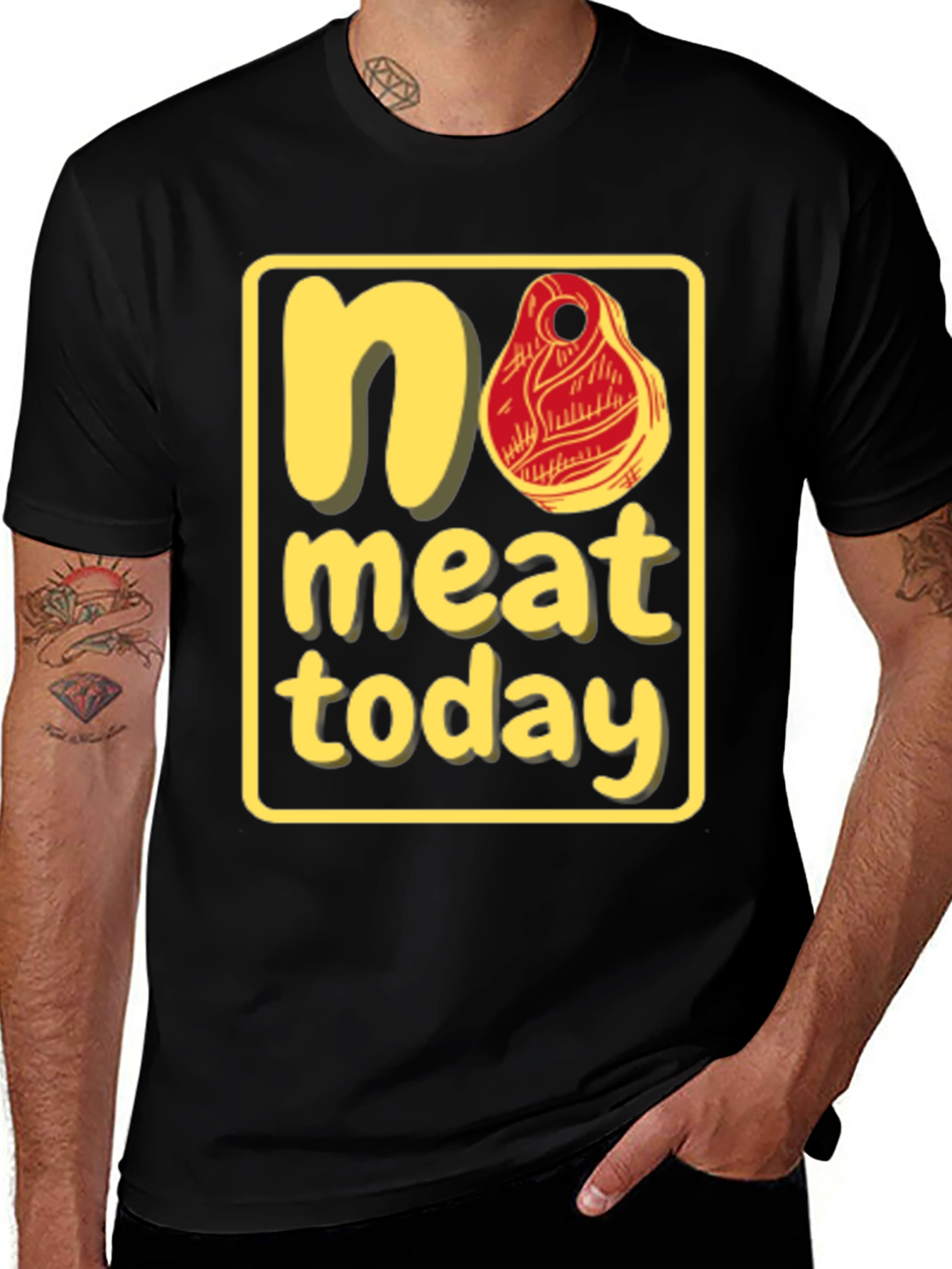 No Meat Today Graphic T-Shirt - Black Cotton Tee