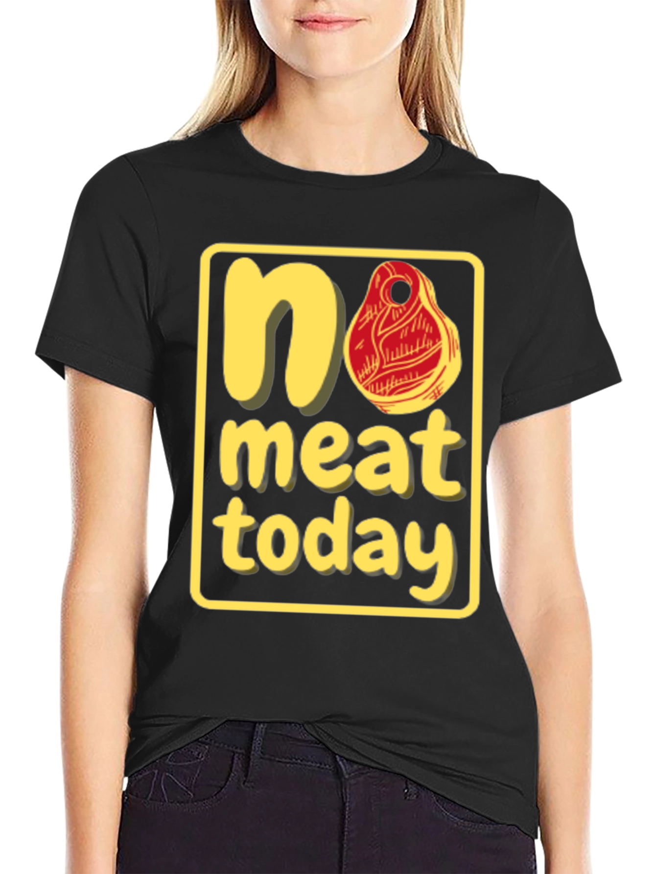 No Meat Today Graphic T-Shirt - Black Cotton Tee