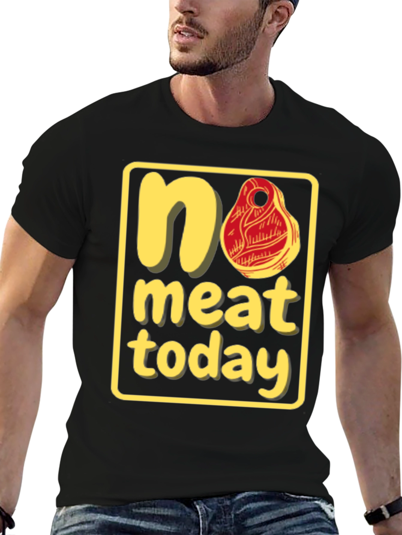 No Meat Today Graphic T-Shirt - Black Cotton Tee