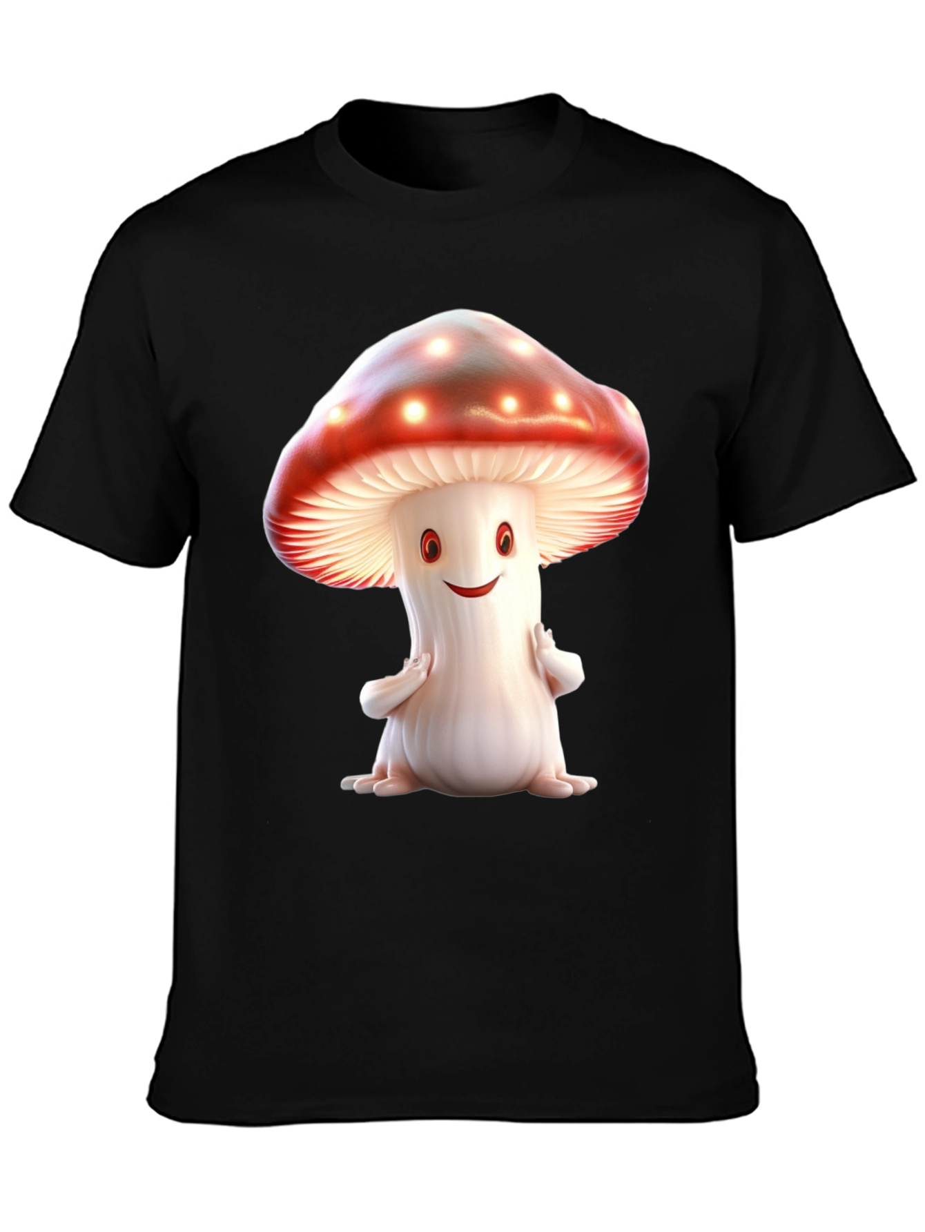 Mushroom Graphic Tee - Fun Black T-Shirt