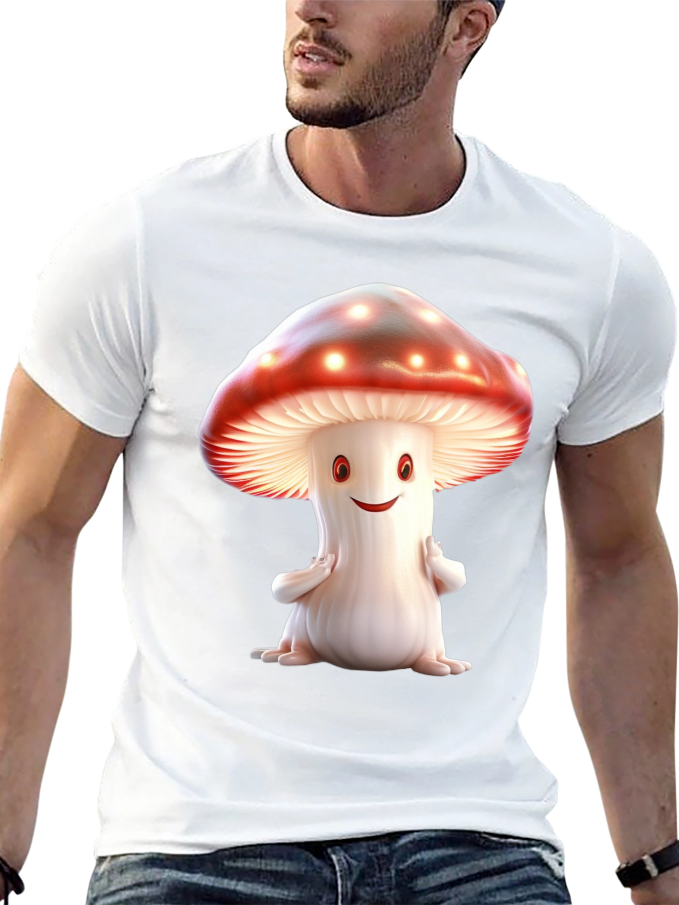 Mushroom Graphic Tee - Fun Black T-Shirt