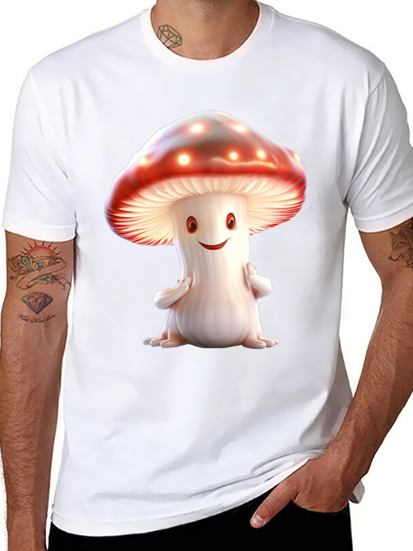 Mushroom Graphic Tee - Fun Black T-Shirt