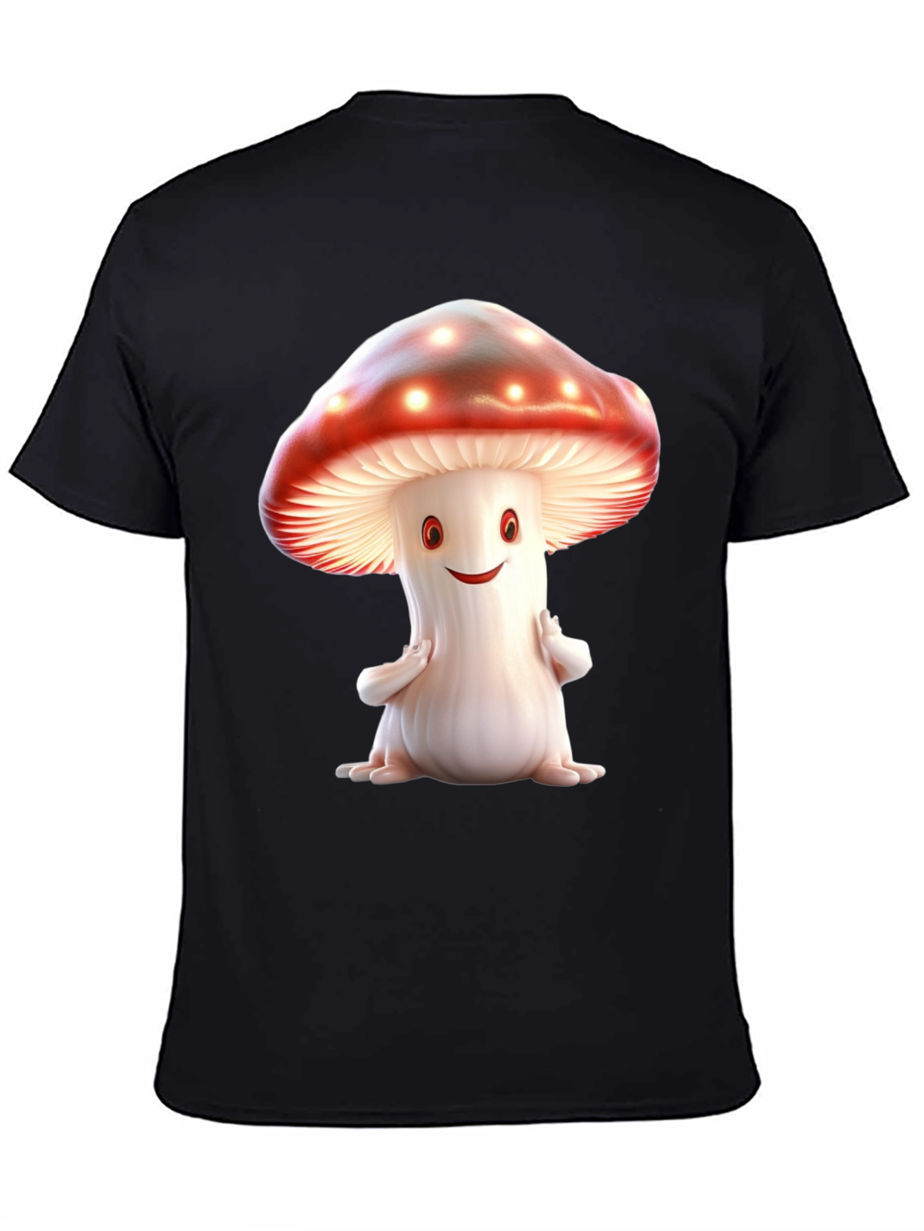 Mushroom Graphic Tee - Fun Black T-Shirt
