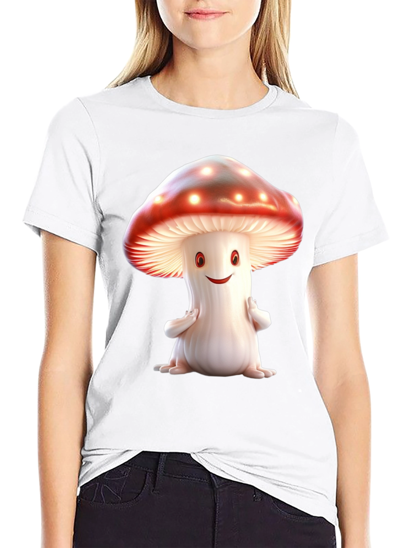 Mushroom Graphic Tee - Fun Black T-Shirt