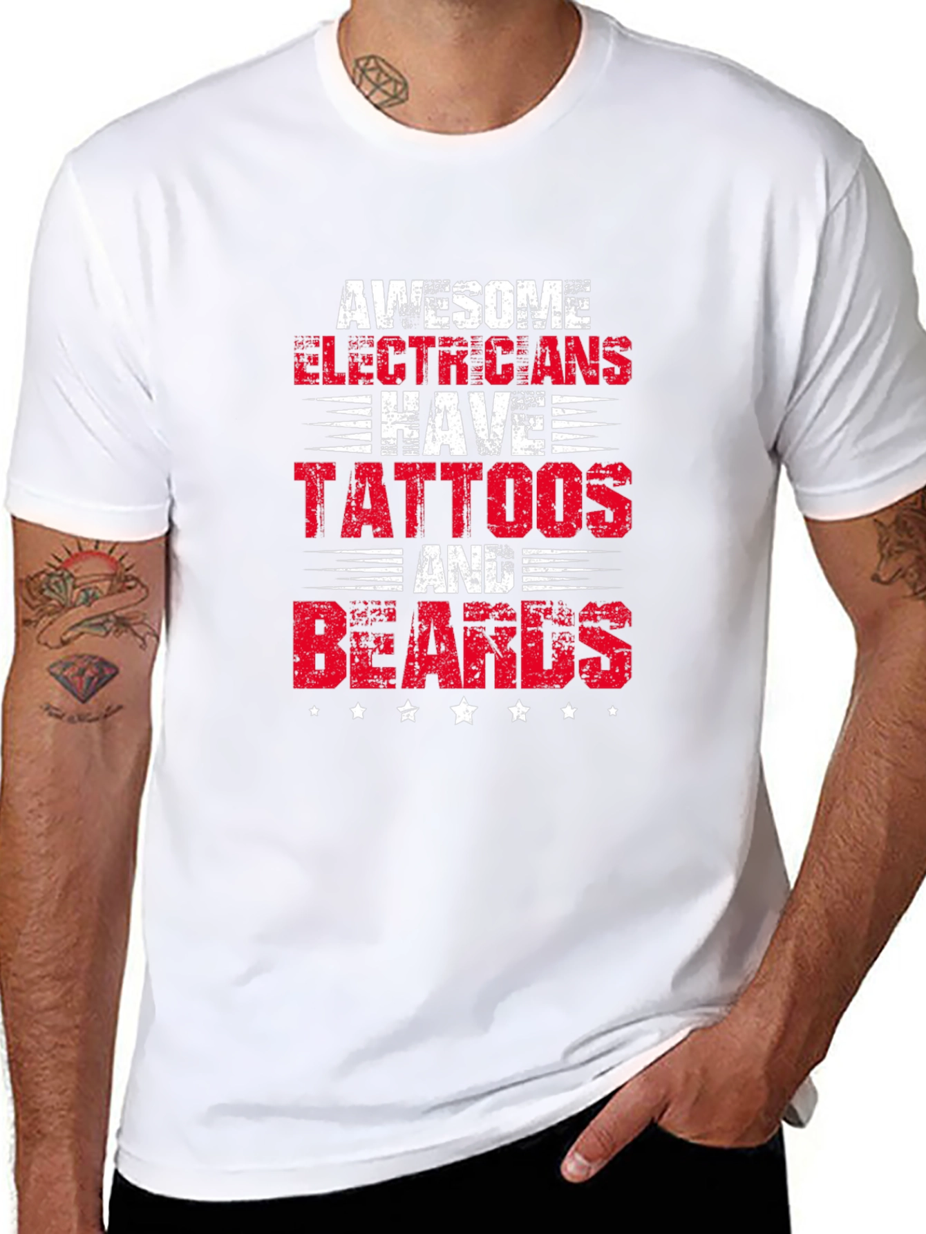 Awesome Electricians Tattoo & Beard T-Shirt