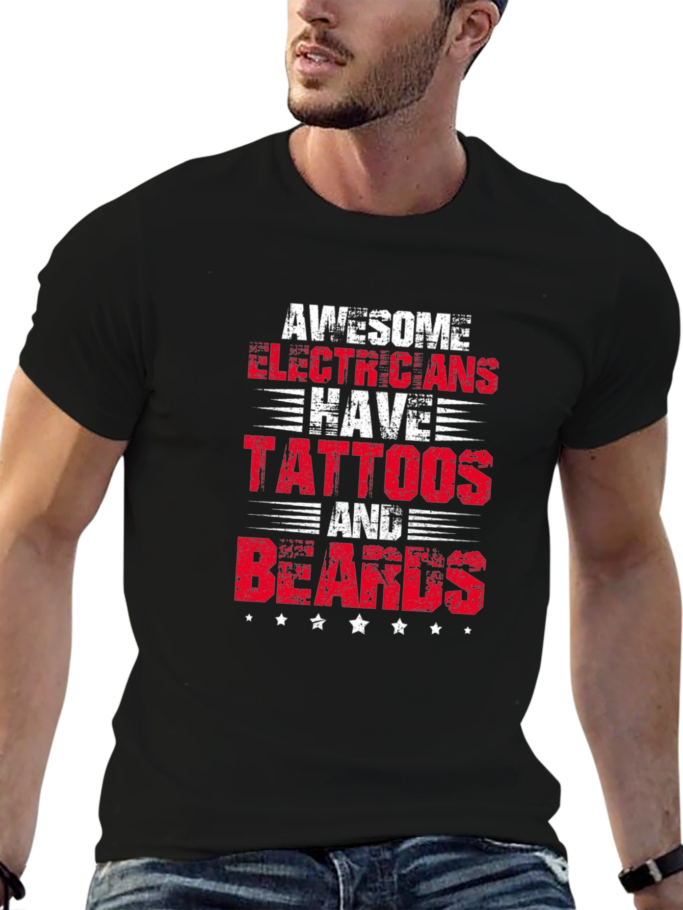 Awesome Electricians Tattoo & Beard T-Shirt