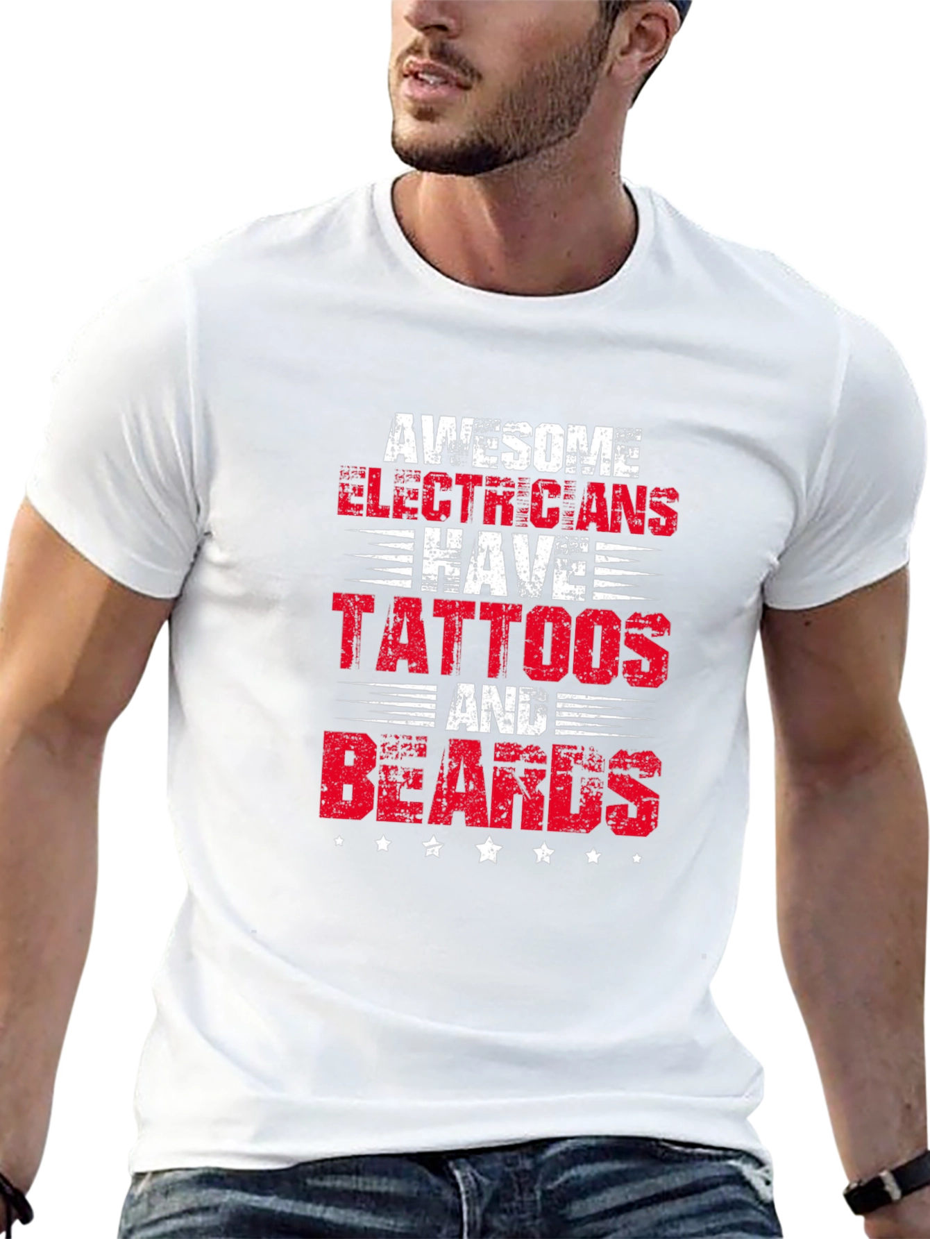 Awesome Electricians Tattoo & Beard T-Shirt
