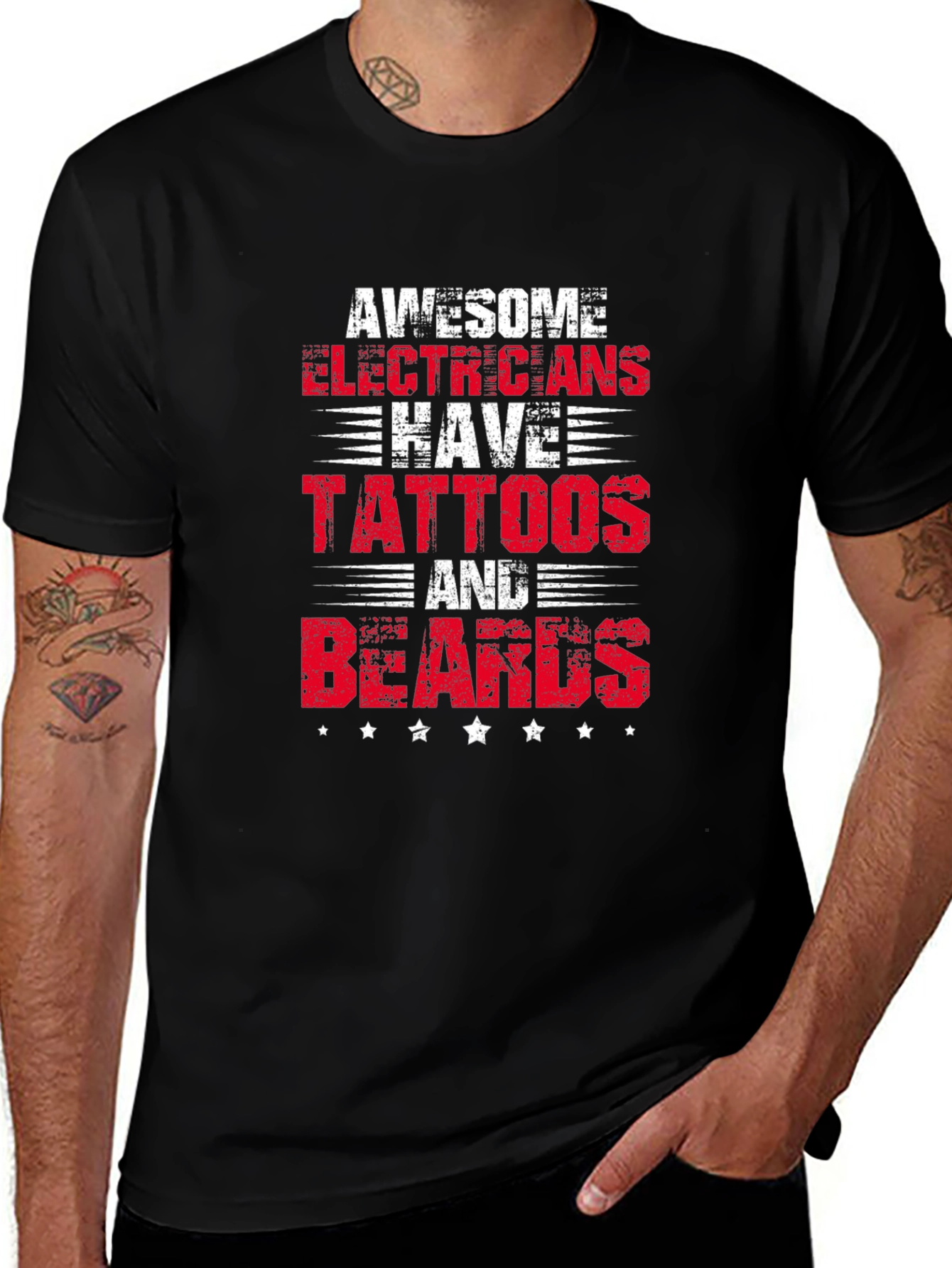 Awesome Electricians Tattoo & Beard T-Shirt