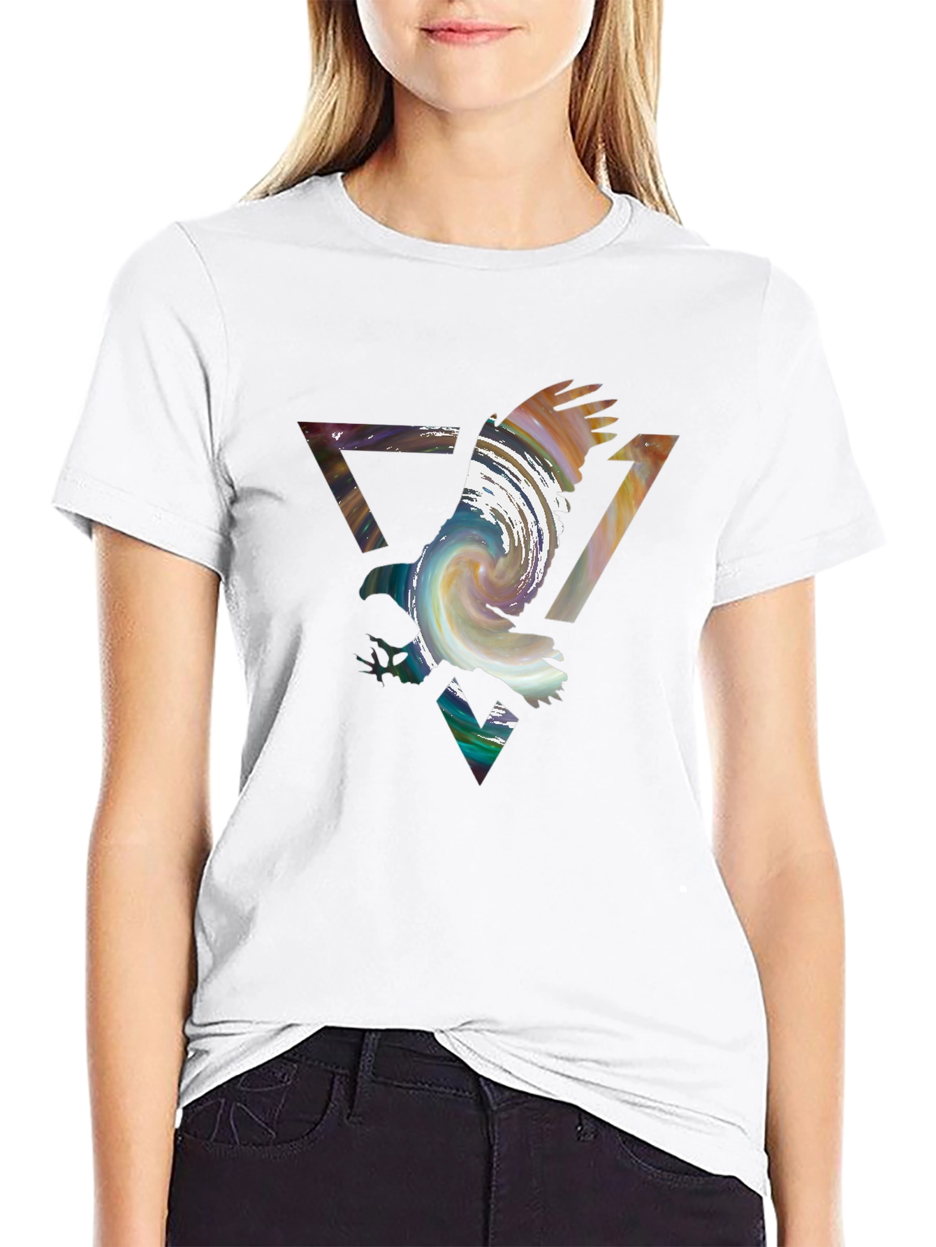 Abstract Eagle Graphic Black Tee