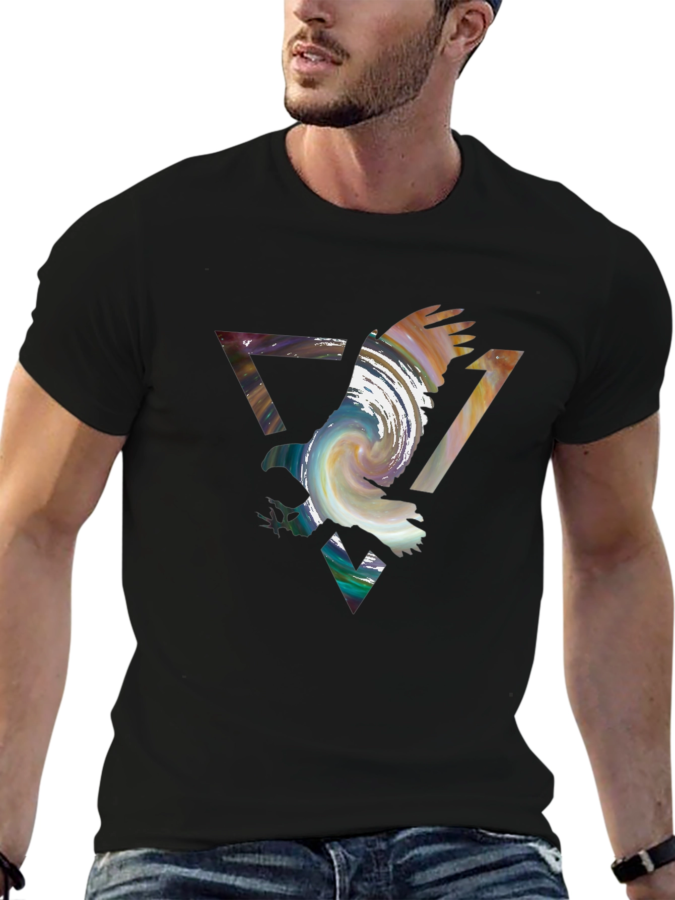 Abstract Eagle Graphic Black Tee