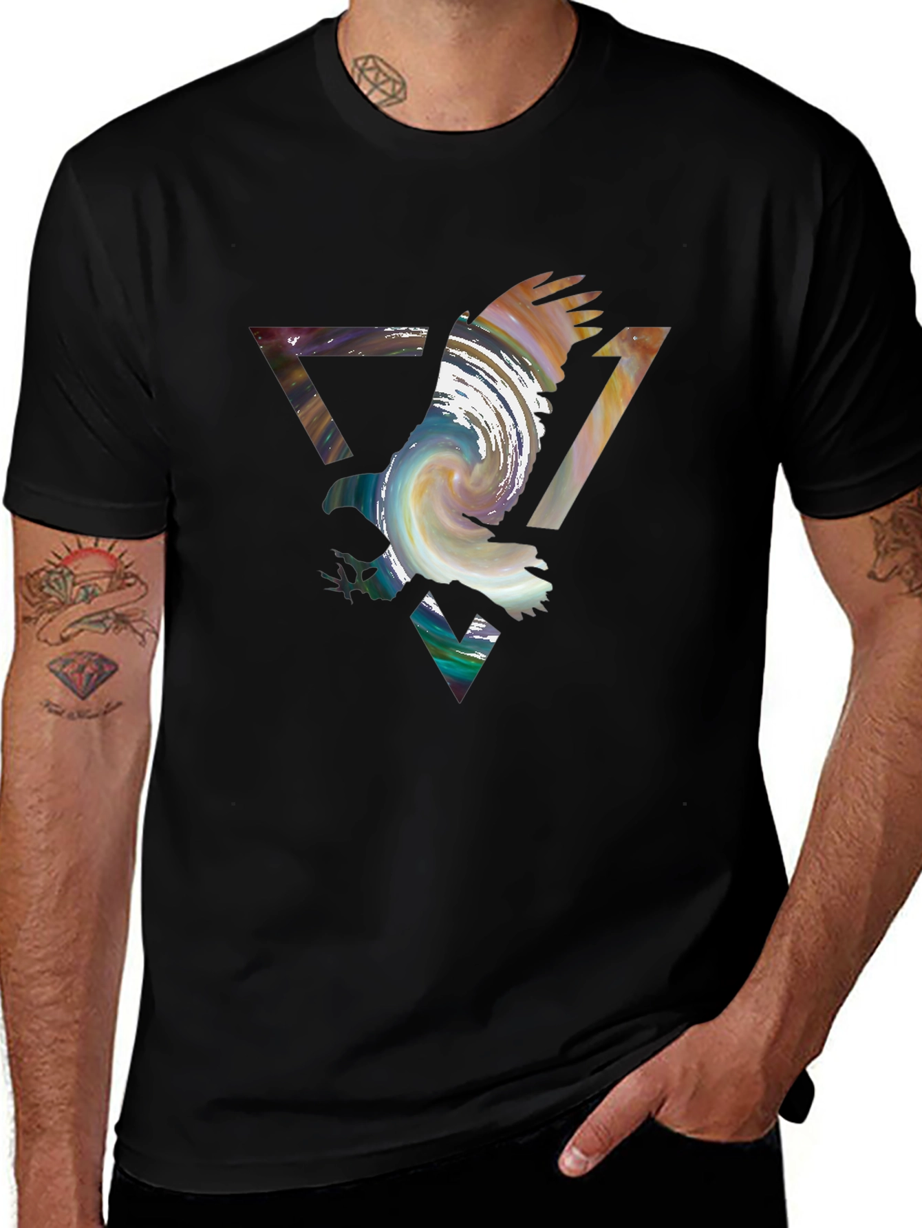 Abstract Eagle Graphic Black Tee
