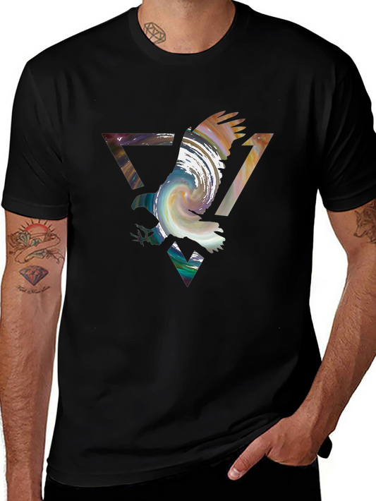 Abstract Eagle Graphic Black Tee