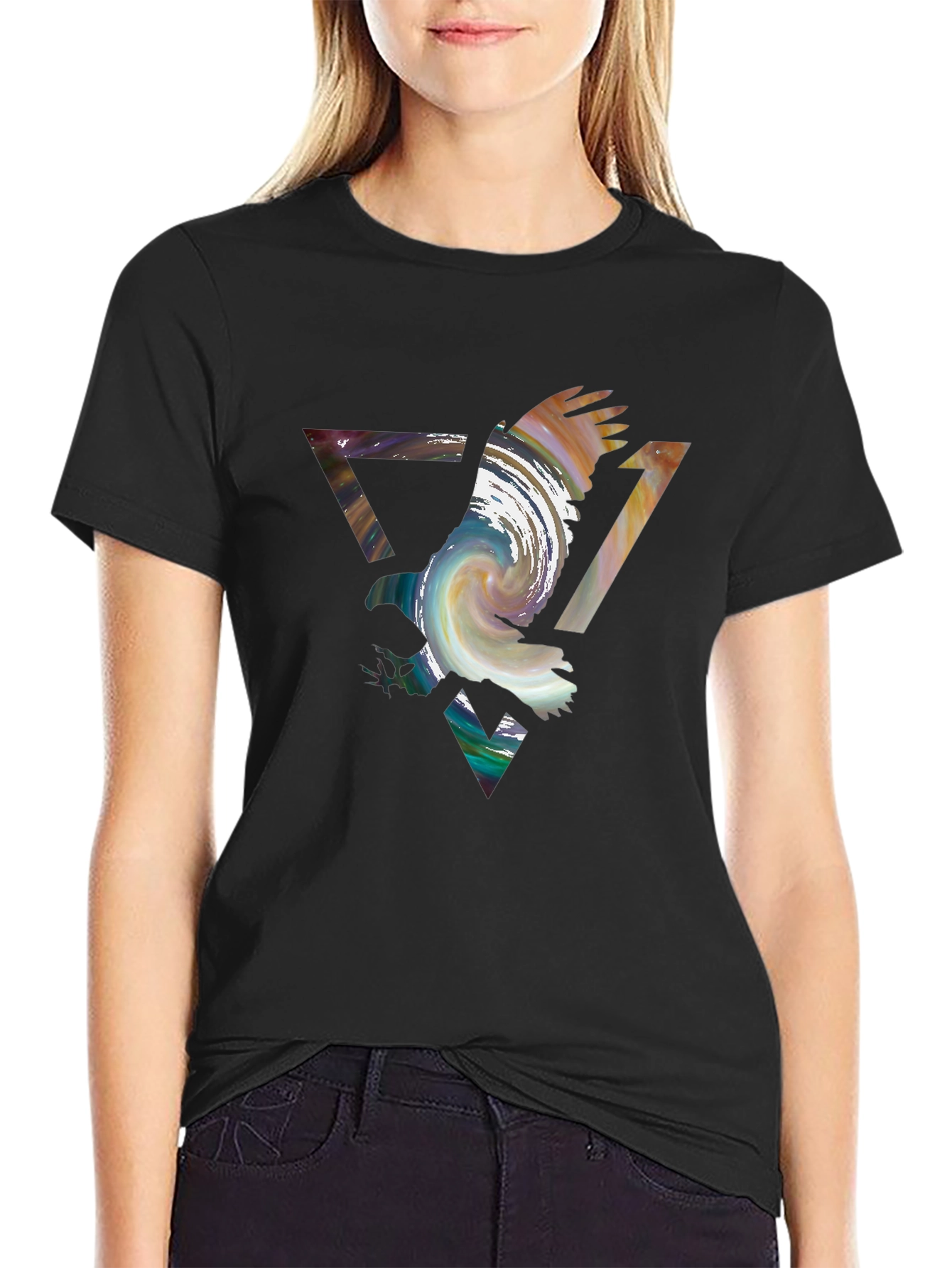 Abstract Eagle Graphic Black Tee