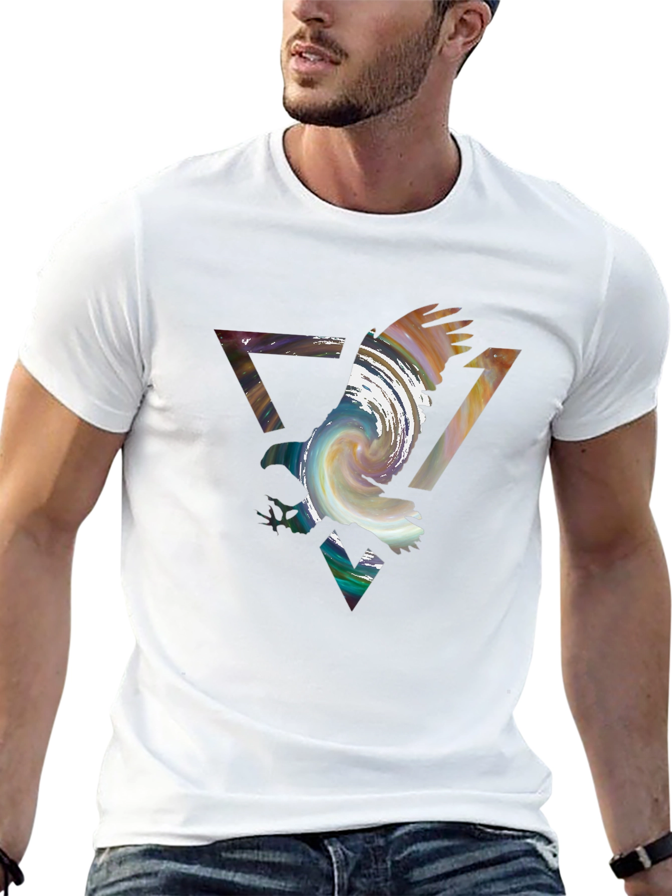 Abstract Eagle Graphic Black Tee