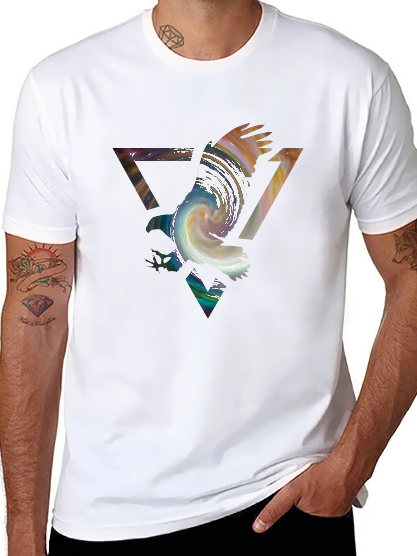 Abstract Eagle Graphic Black Tee