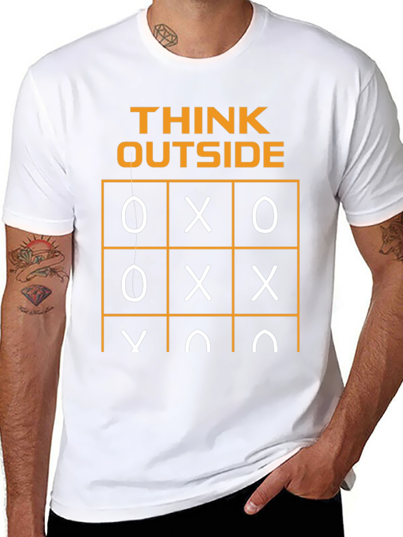 Think Outside T-Shirt Tic-Tac-Toe Humor Graphic Tee
