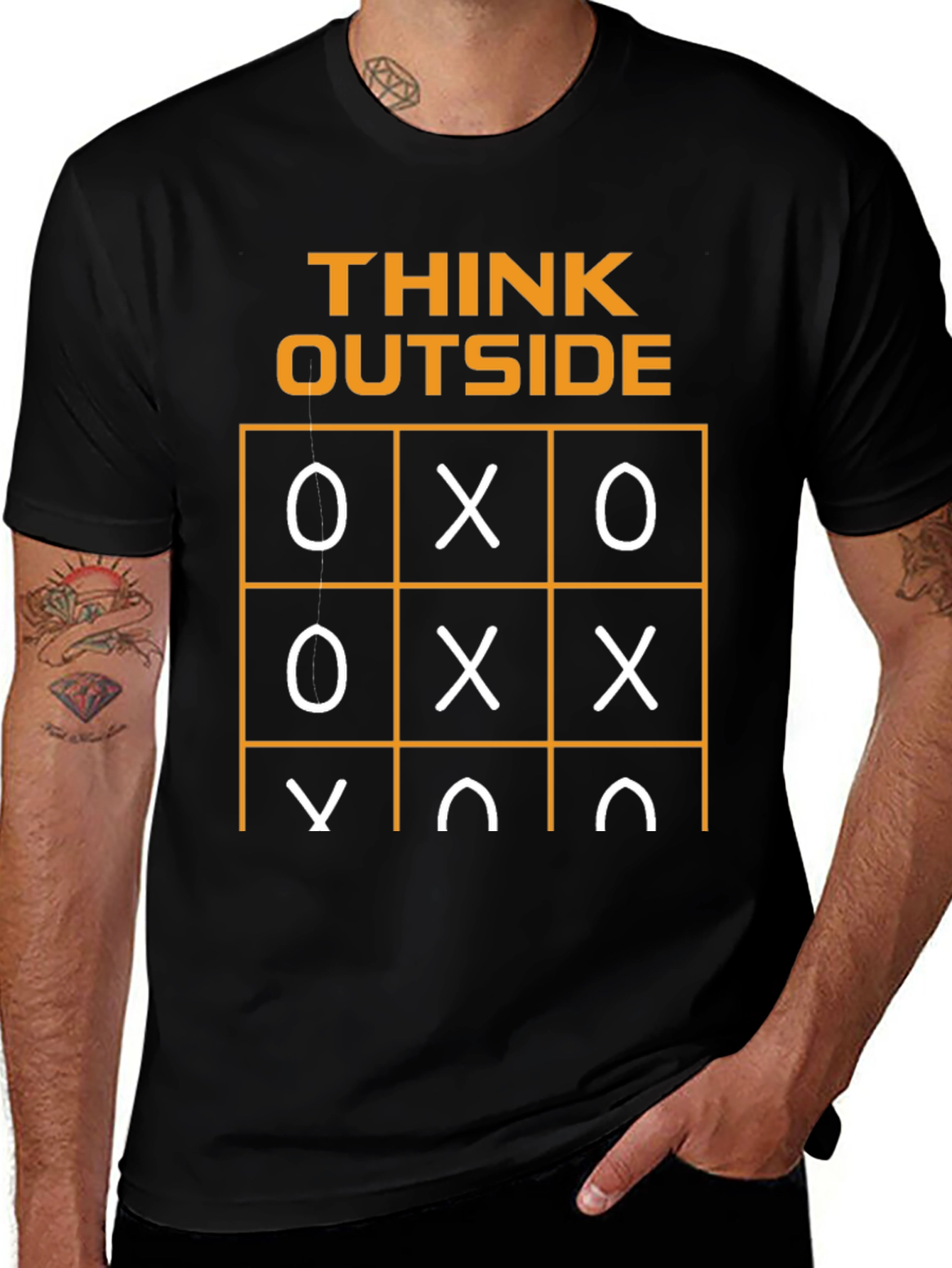 Think Outside T-Shirt Tic-Tac-Toe Humor Graphic Tee