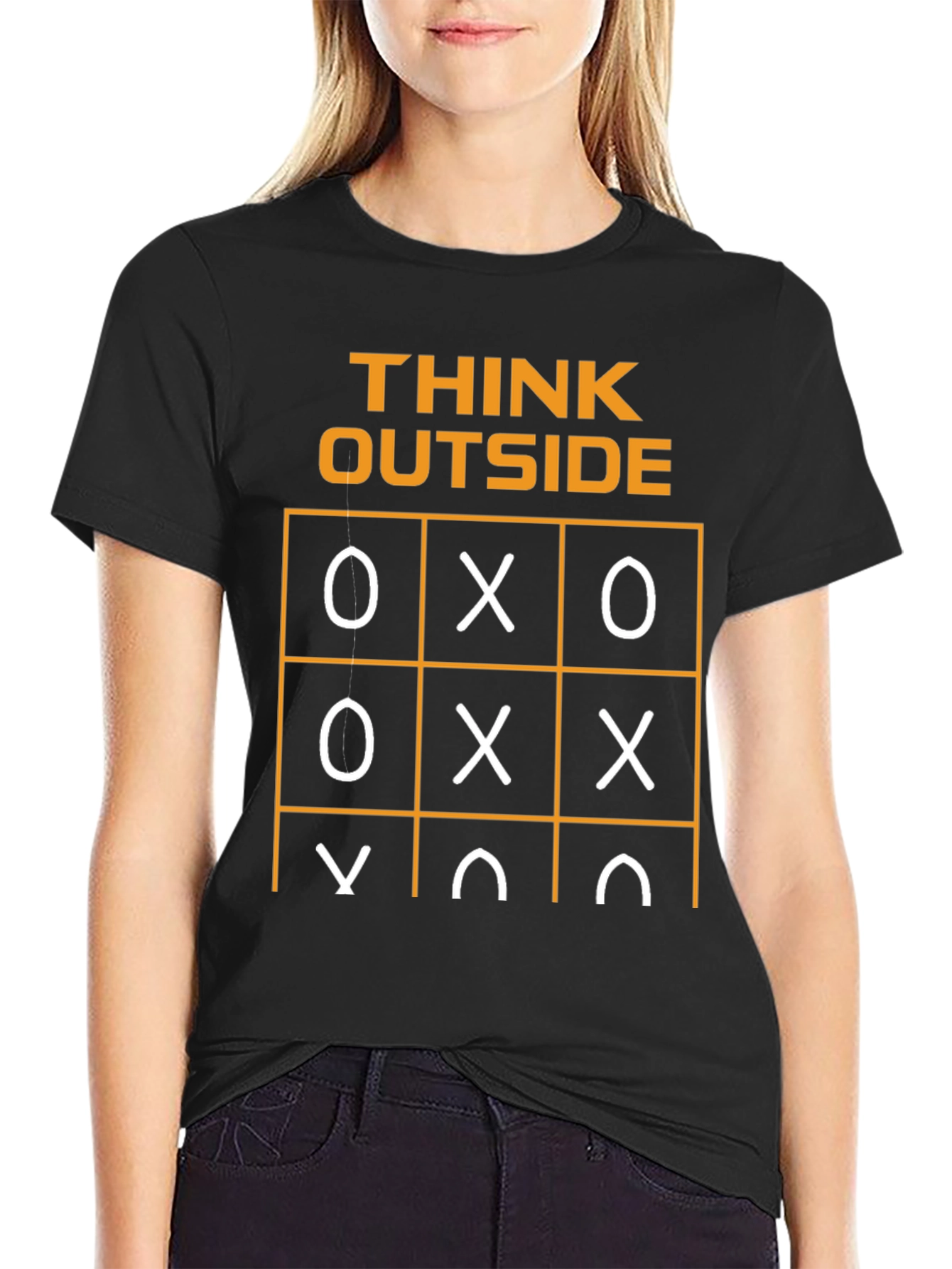 Think Outside T-Shirt Tic-Tac-Toe Humor Graphic Tee