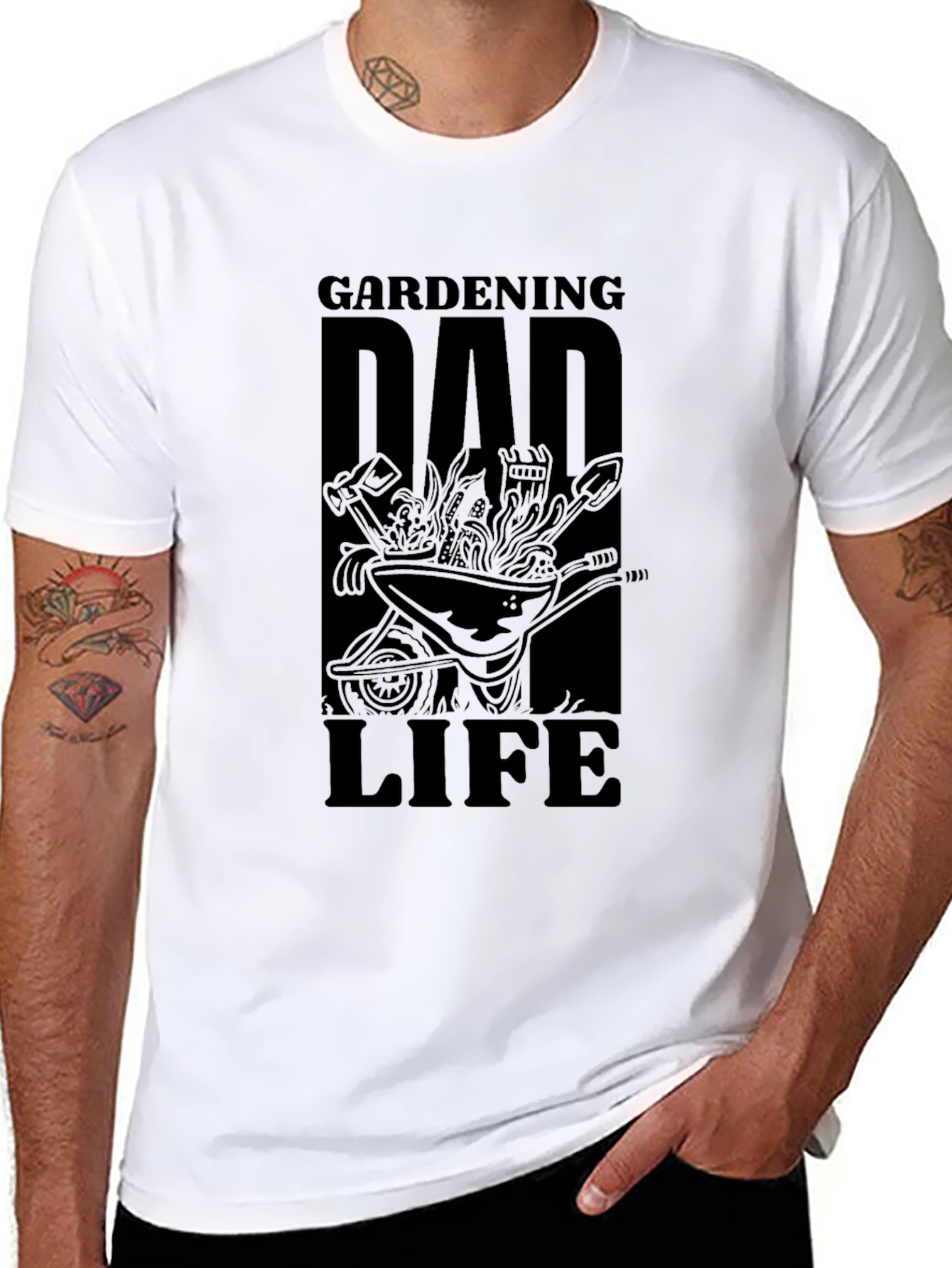 Gardening Dad Life T-Shirt - Black Graphic Tee
