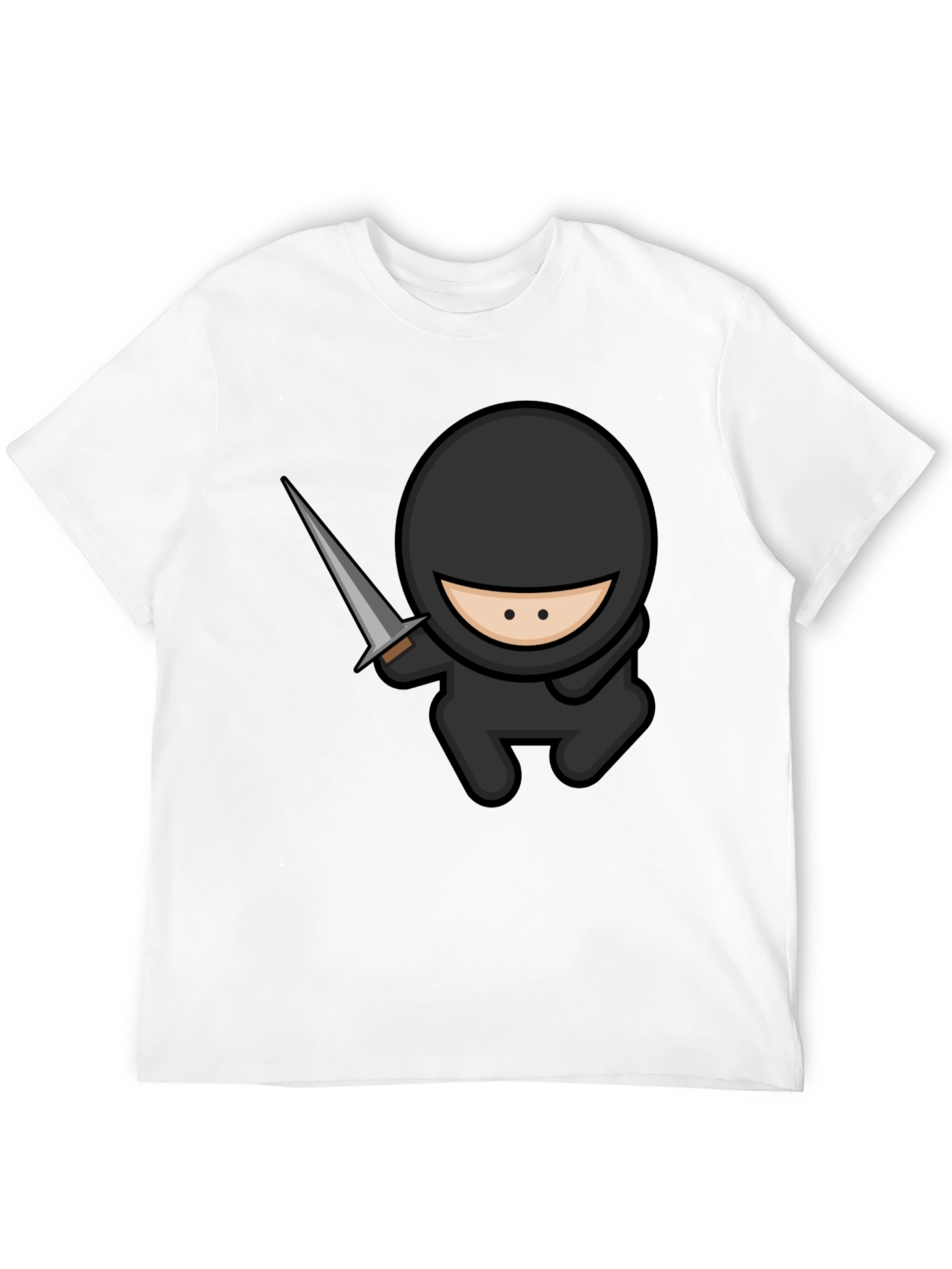 Ninja Cartoon Graphic Black T-Shirt