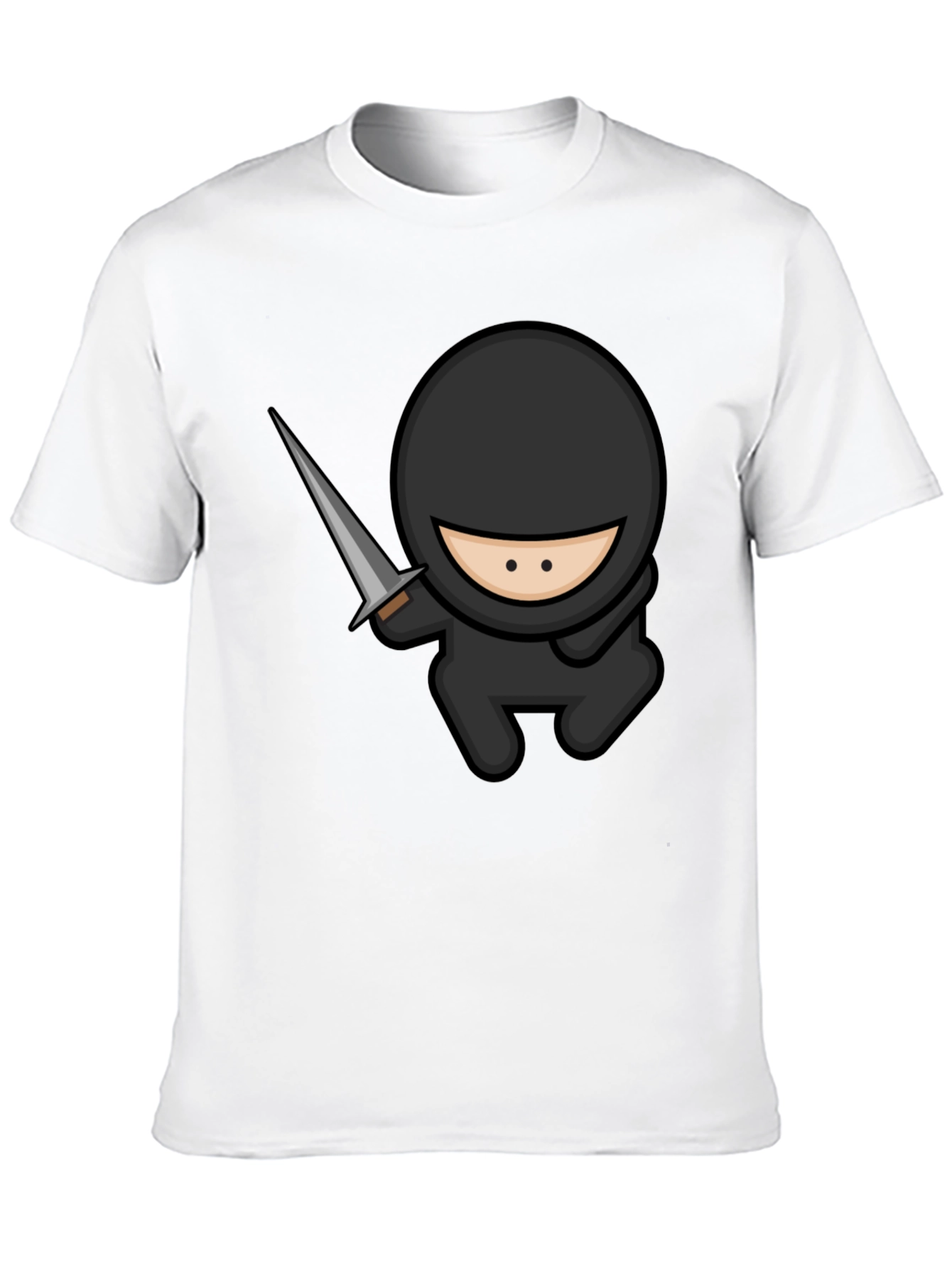 Ninja Cartoon Graphic Black T-Shirt