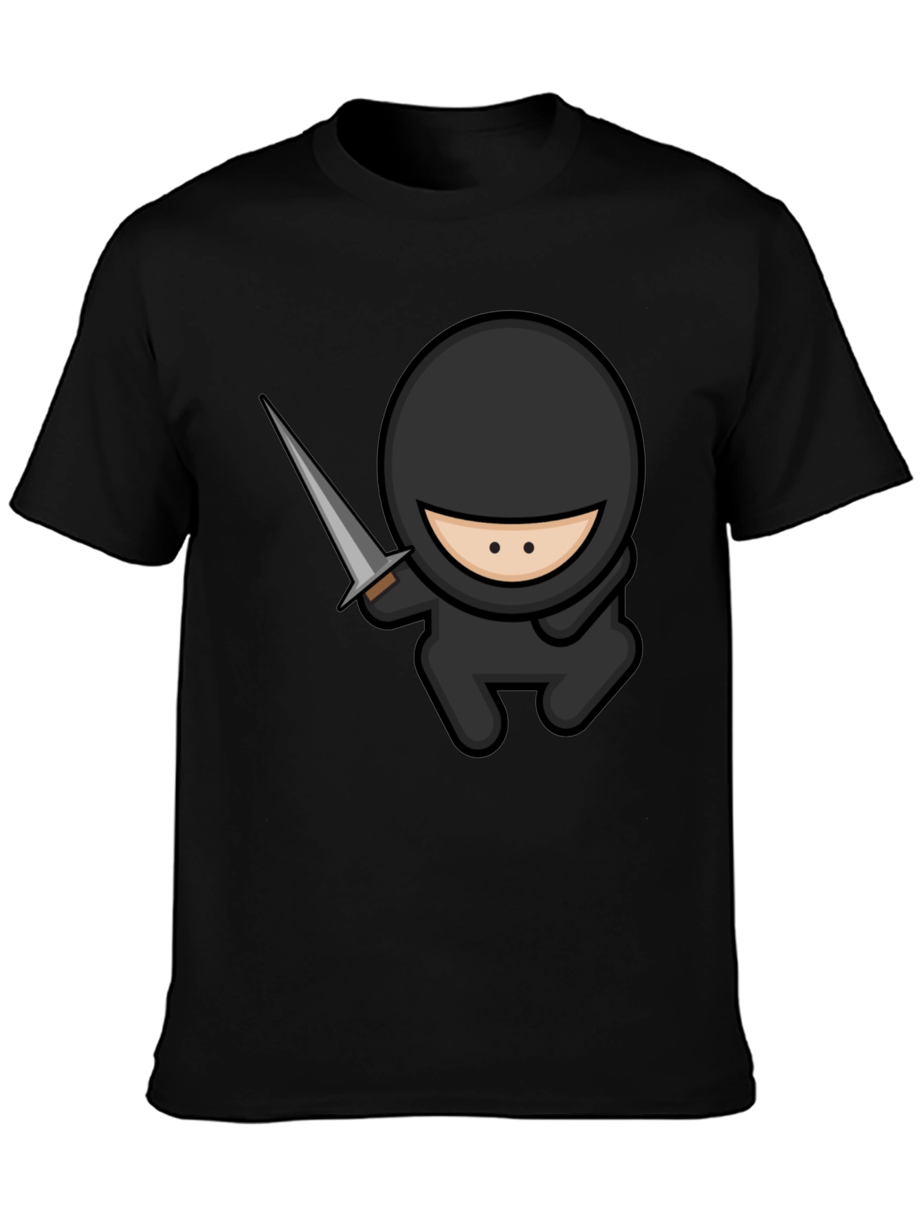 Ninja Cartoon Graphic Black T-Shirt
