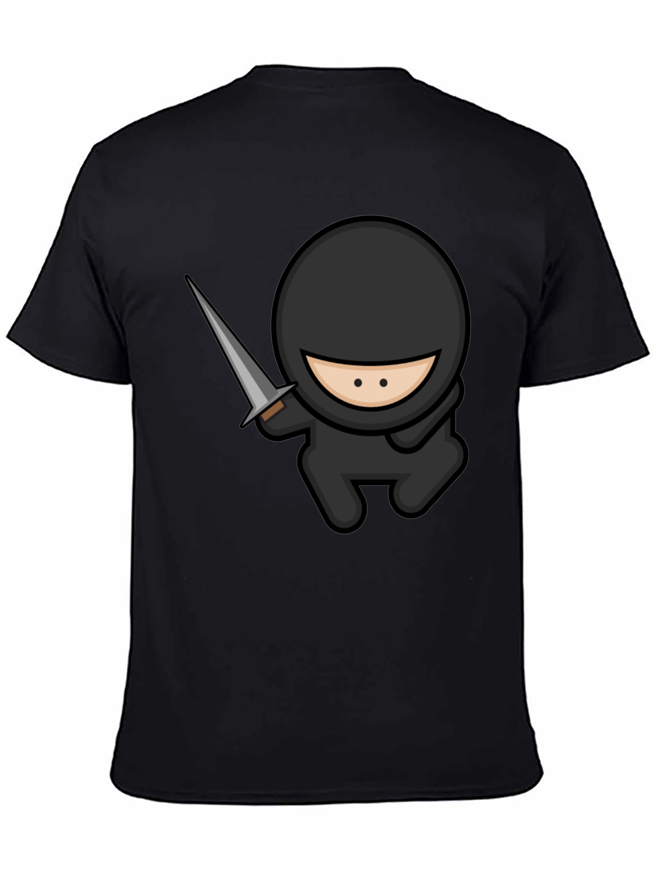 Ninja Cartoon Graphic Black T-Shirt