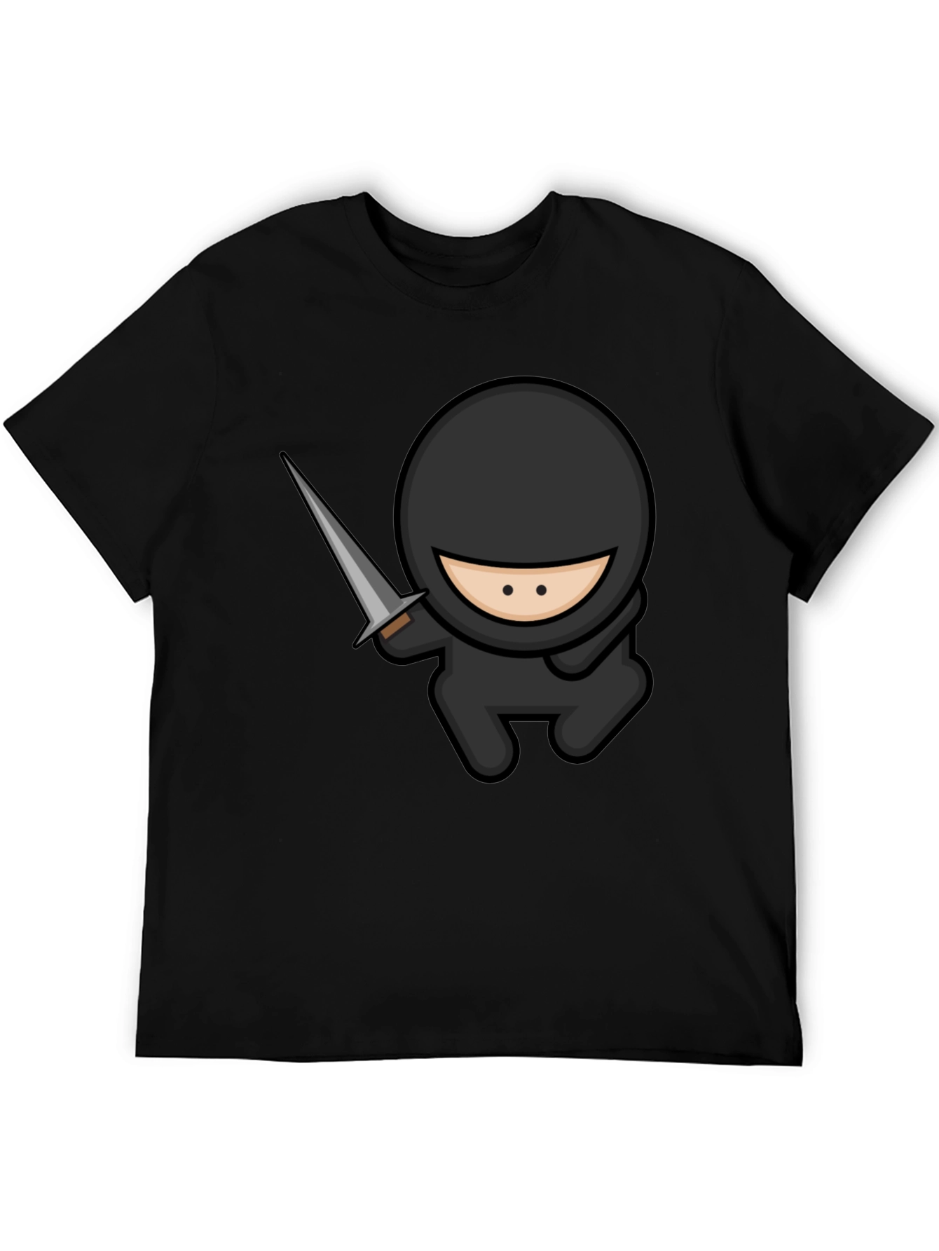 Ninja Cartoon Graphic Black T-Shirt