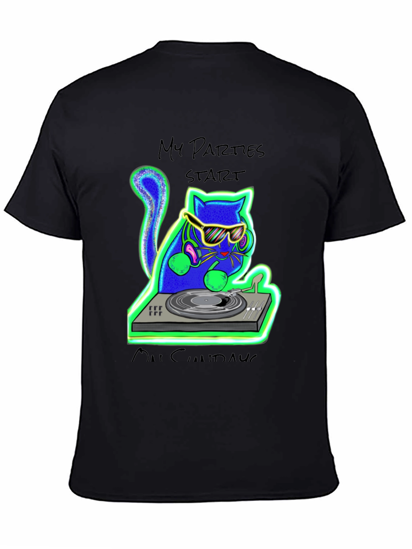 DJ Cat Graphic Tee - My Parties Start Meow!