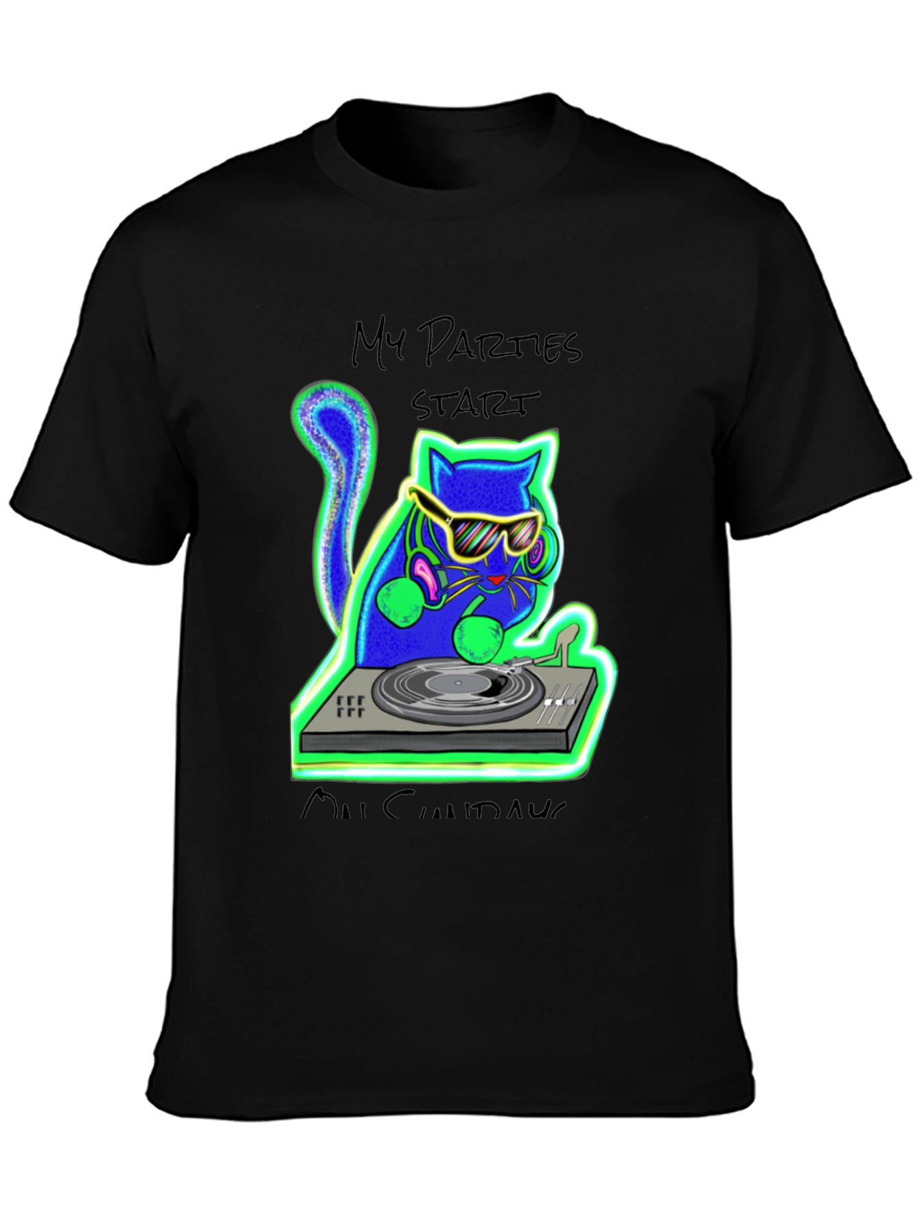 DJ Cat Graphic Tee - My Parties Start Meow!