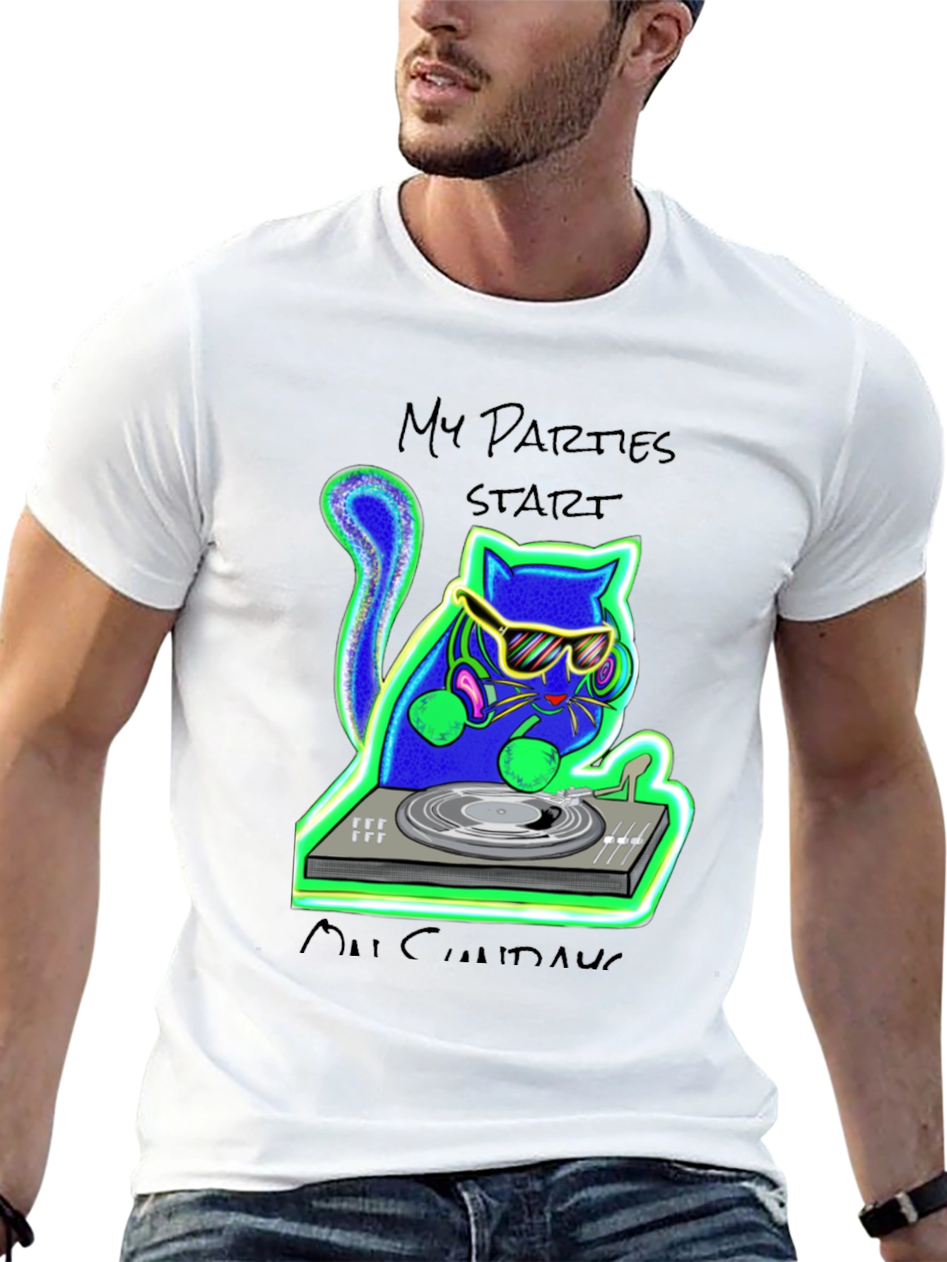 DJ Cat Graphic Tee - My Parties Start Meow!