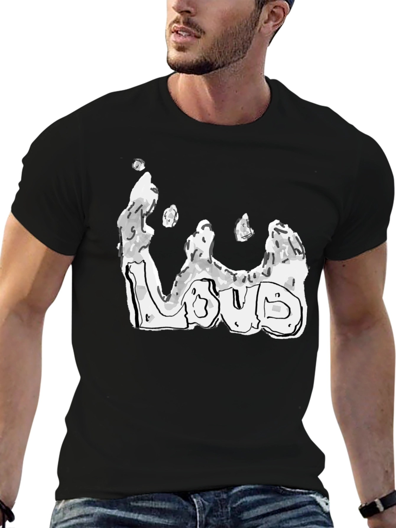 Mens Black Loud Graphic Tee
