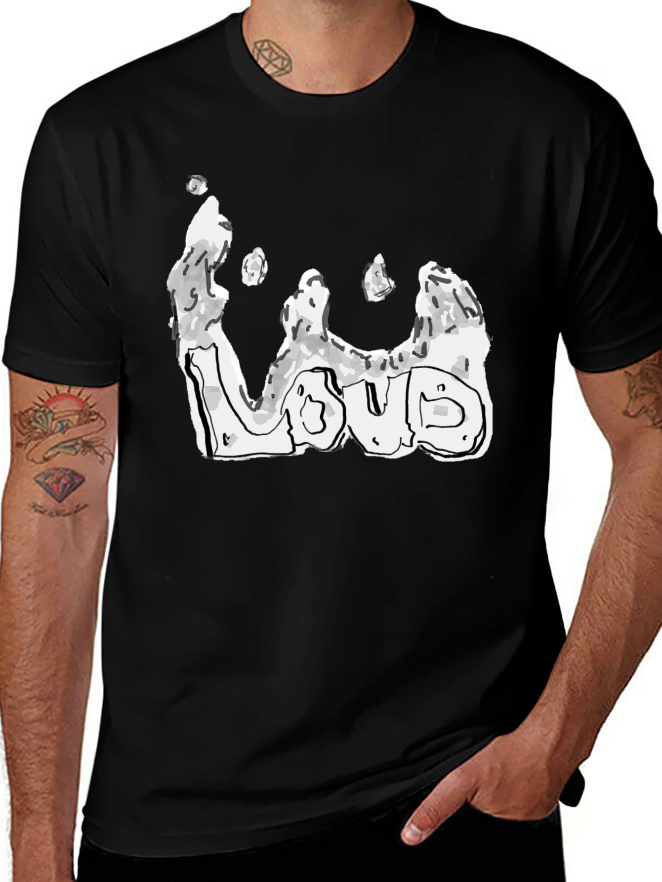 Mens Black Loud Graphic Tee