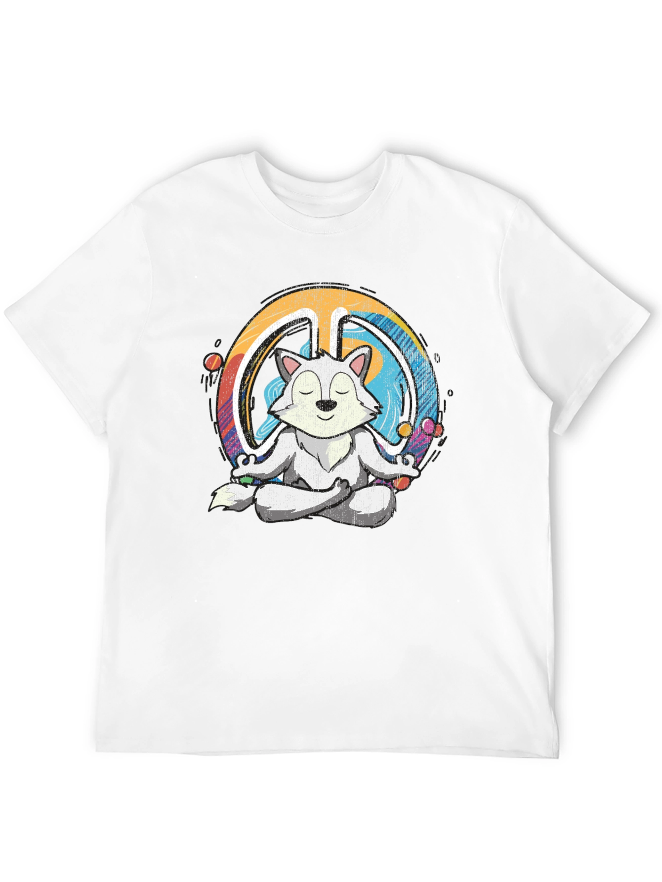 Meditating Wolf Peace Sign Graphic Tee