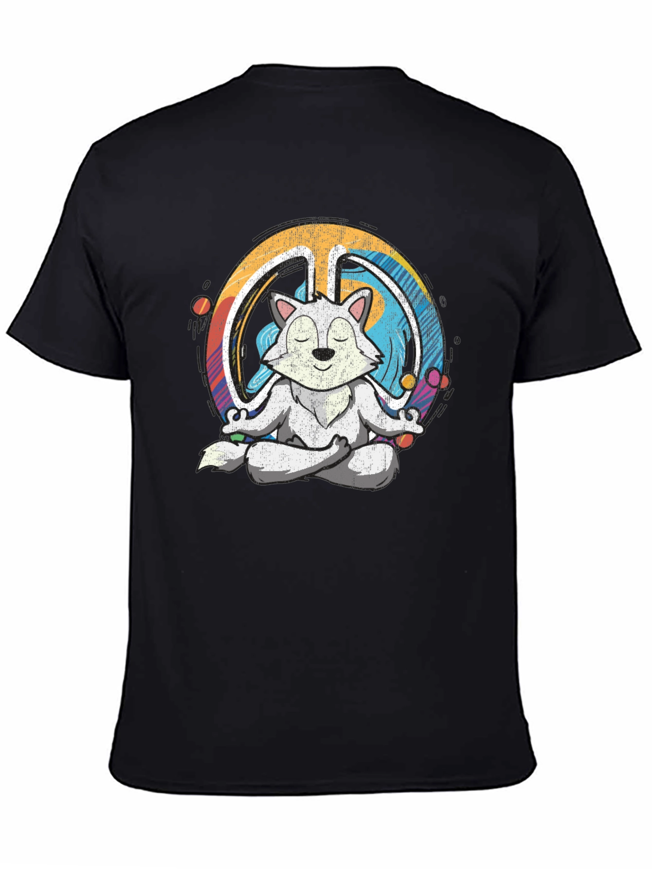 Meditating Wolf Peace Sign Graphic Tee