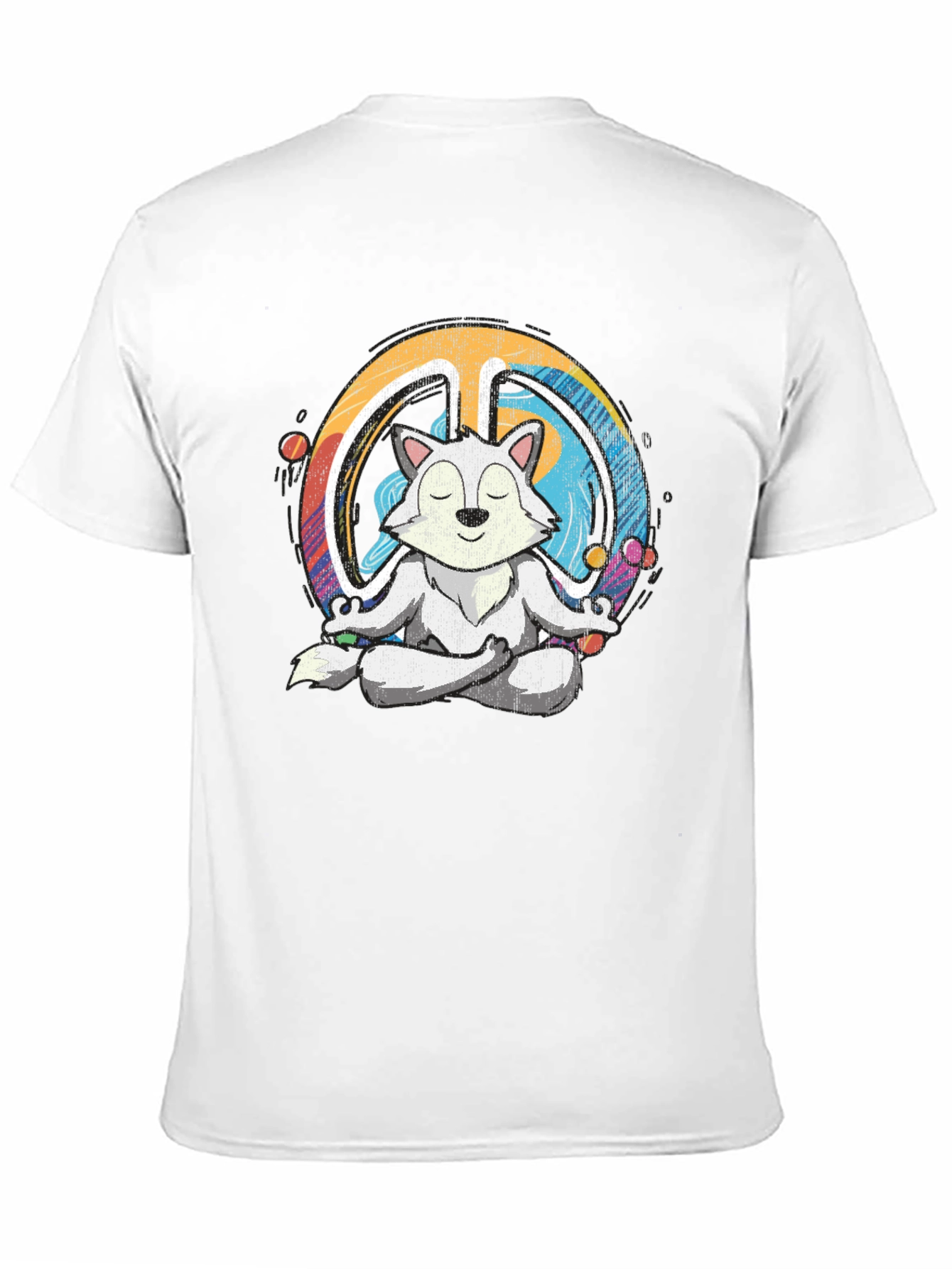 Meditating Wolf Peace Sign Graphic Tee