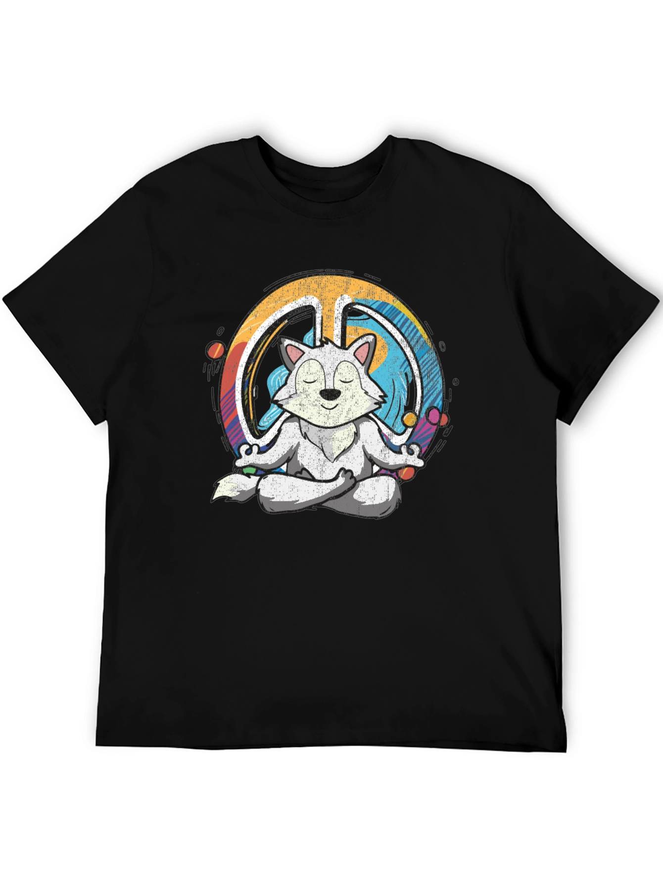 Meditating Wolf Peace Sign Graphic Tee