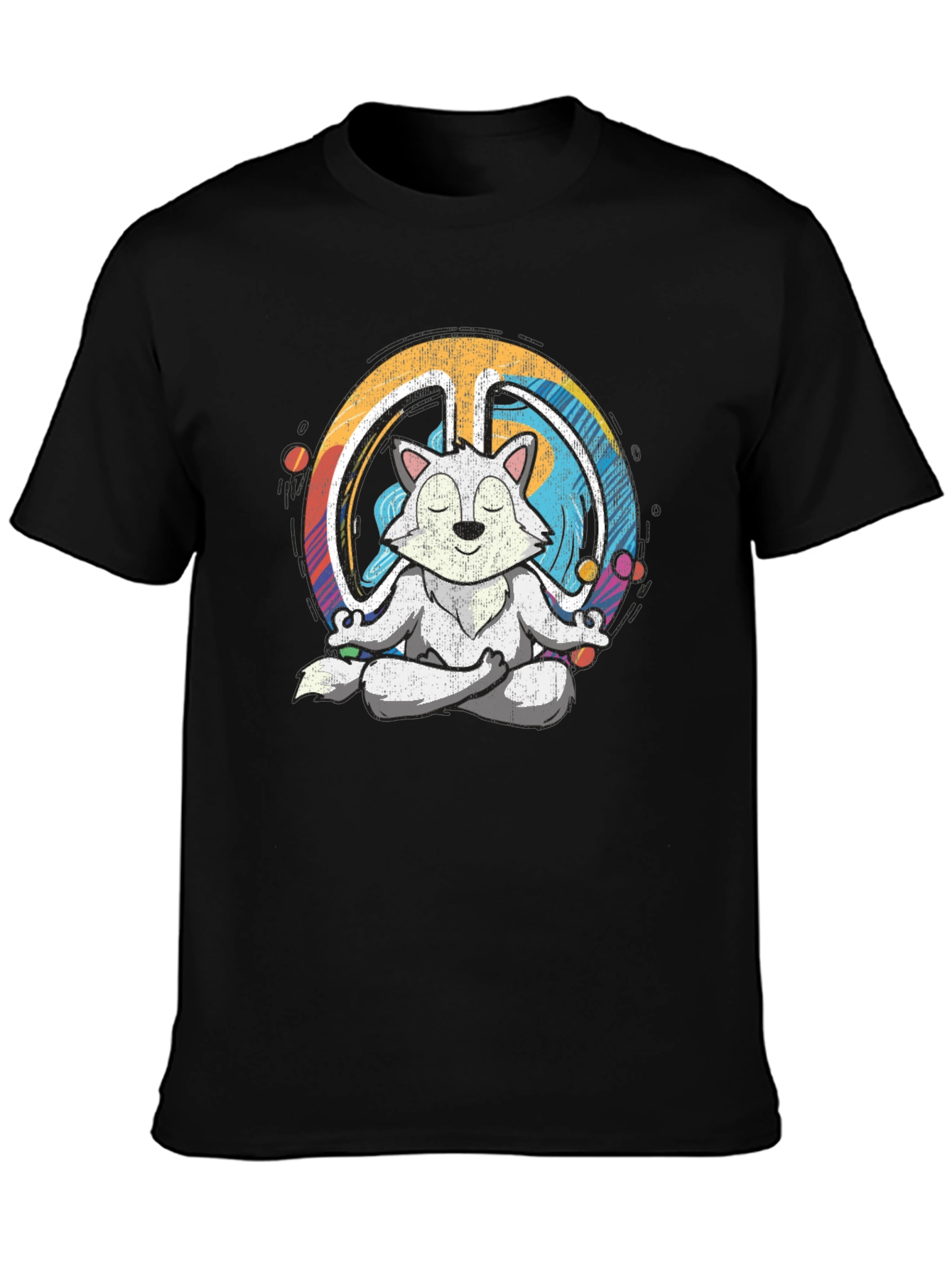 Meditating Wolf Peace Sign Graphic Tee