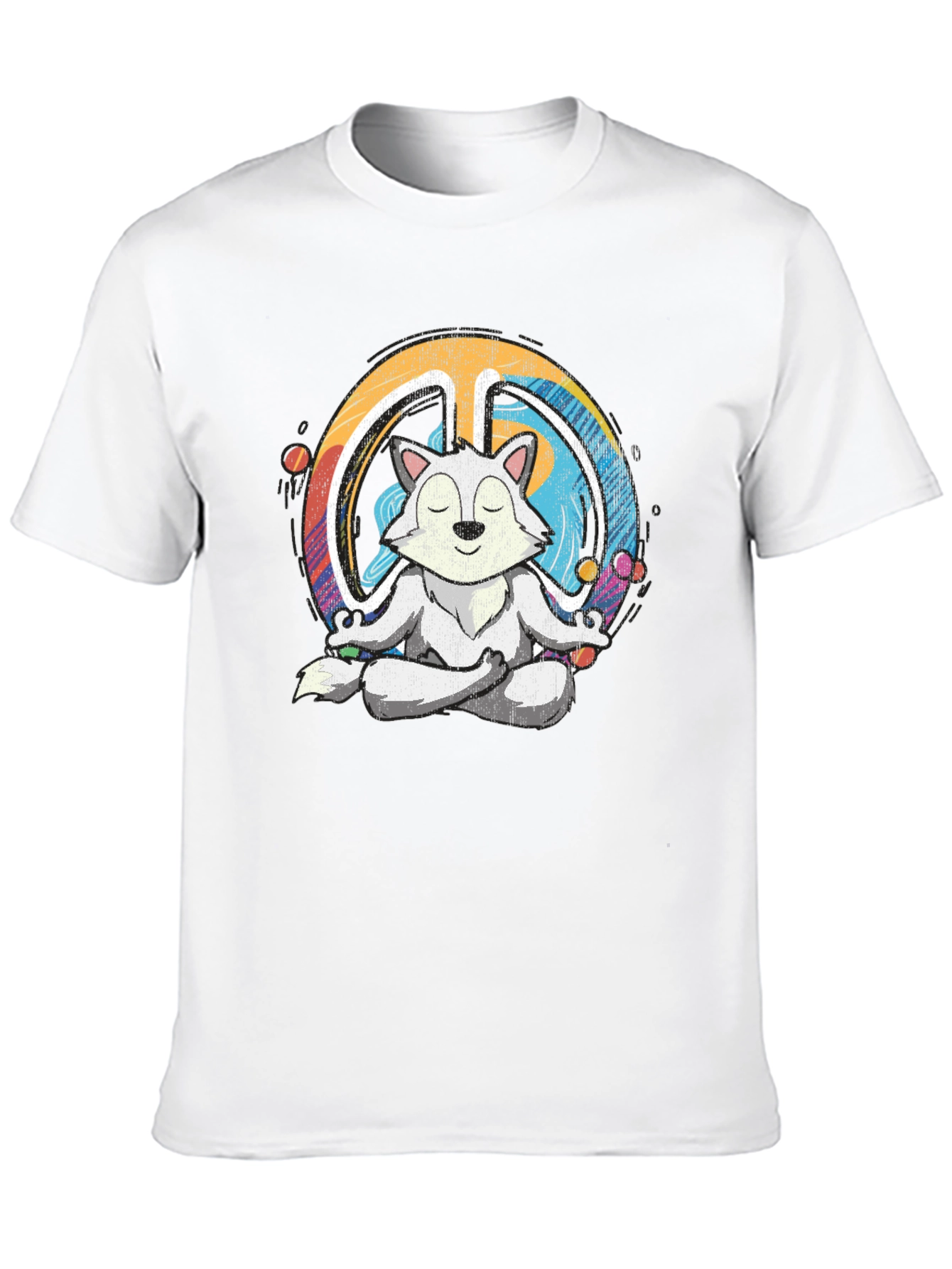Meditating Wolf Peace Sign Graphic Tee