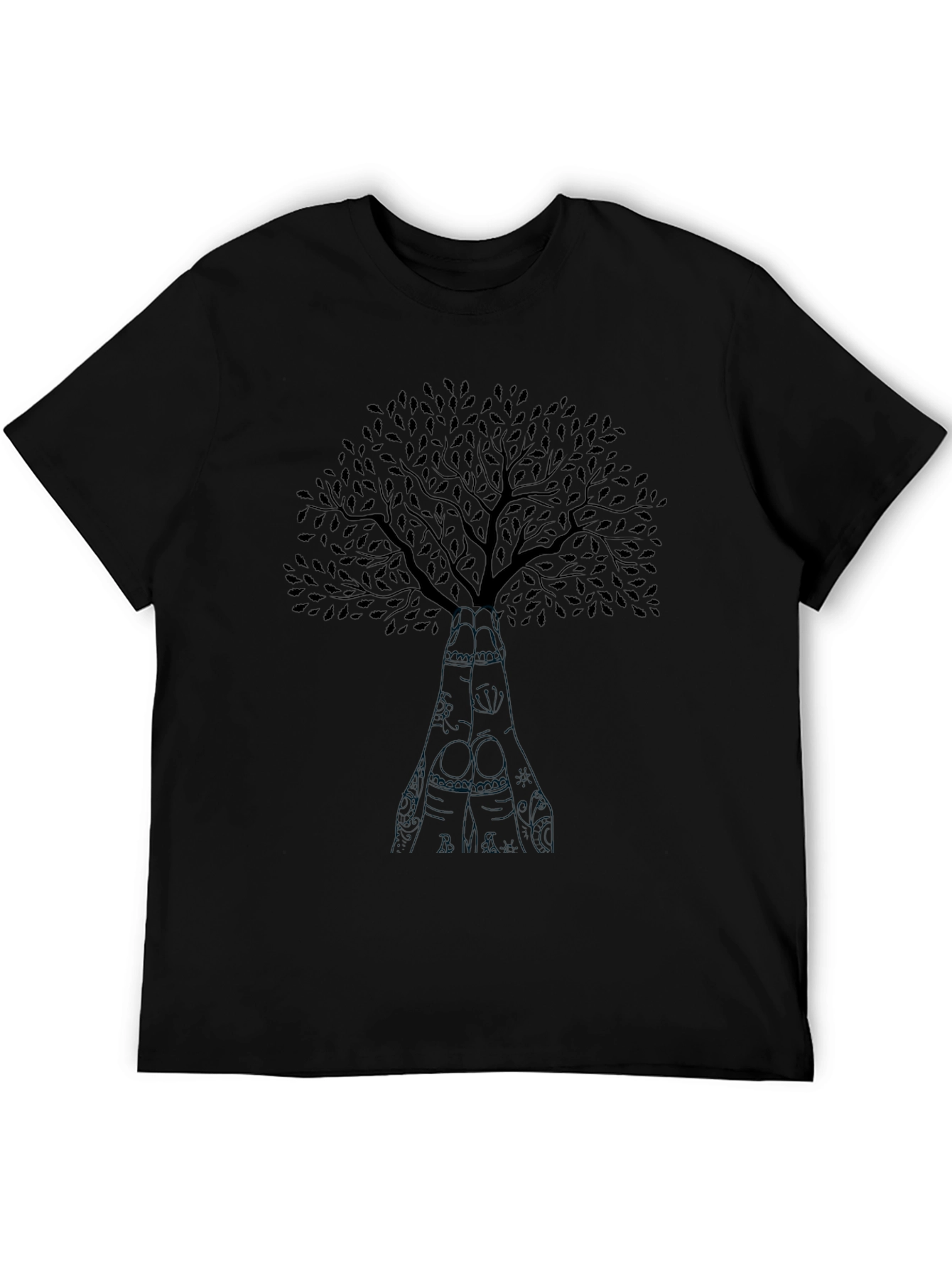 Black Tree Graphic Crew Neck T-Shirt for Men