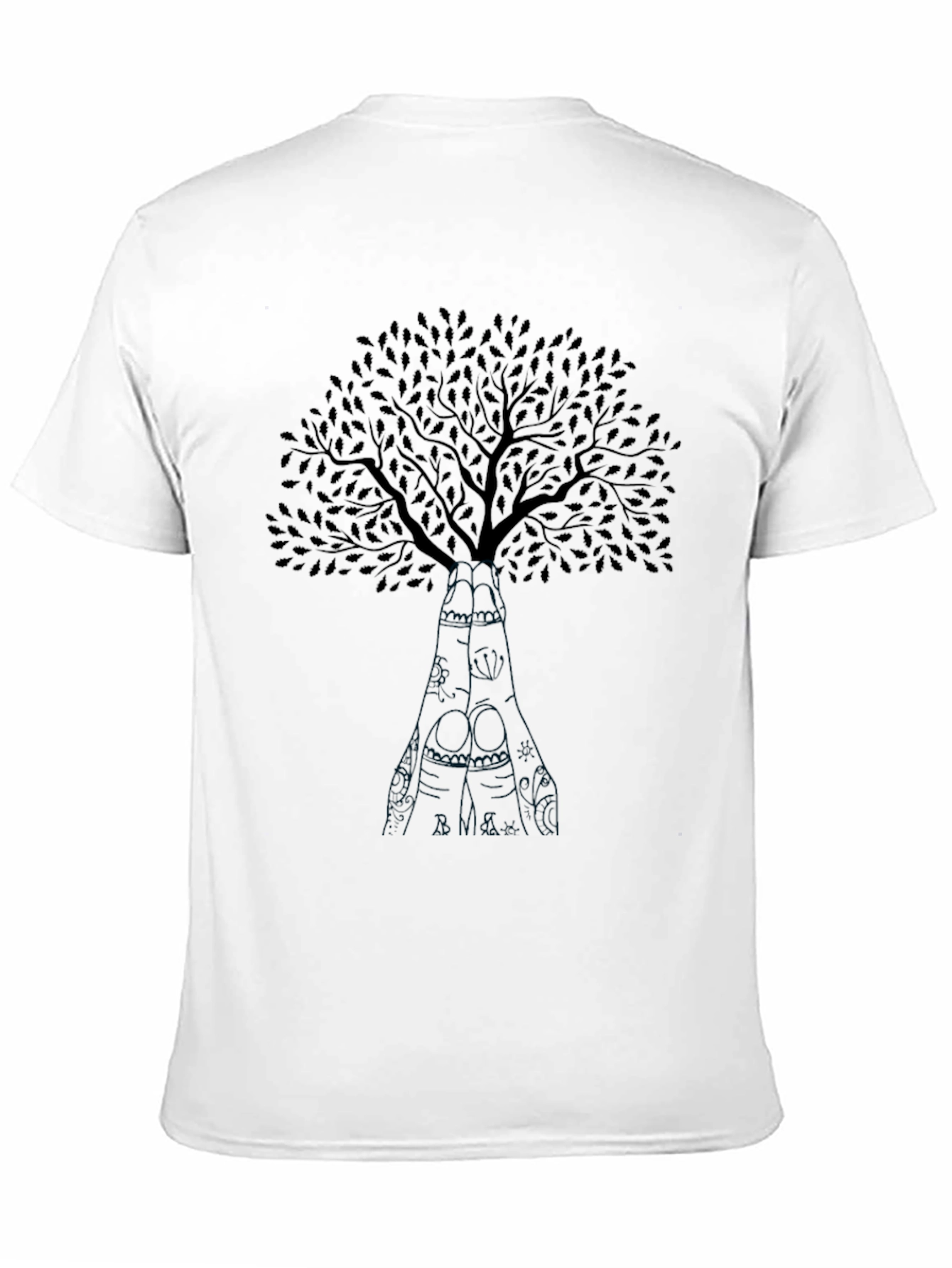 Black Tree Graphic Crew Neck T-Shirt for Men