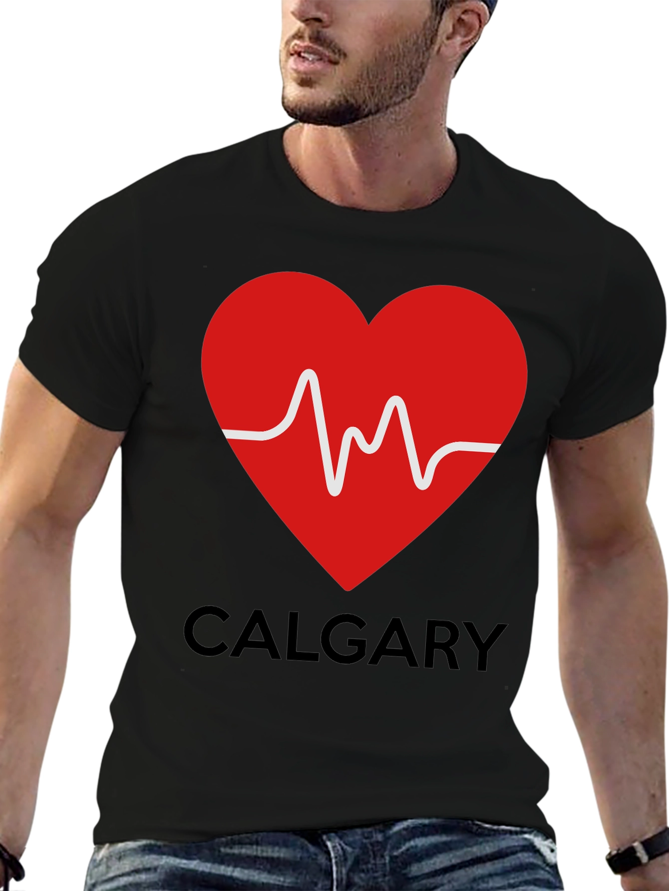 Calgary Heartbeat T-Shirt - Black Crew Neck