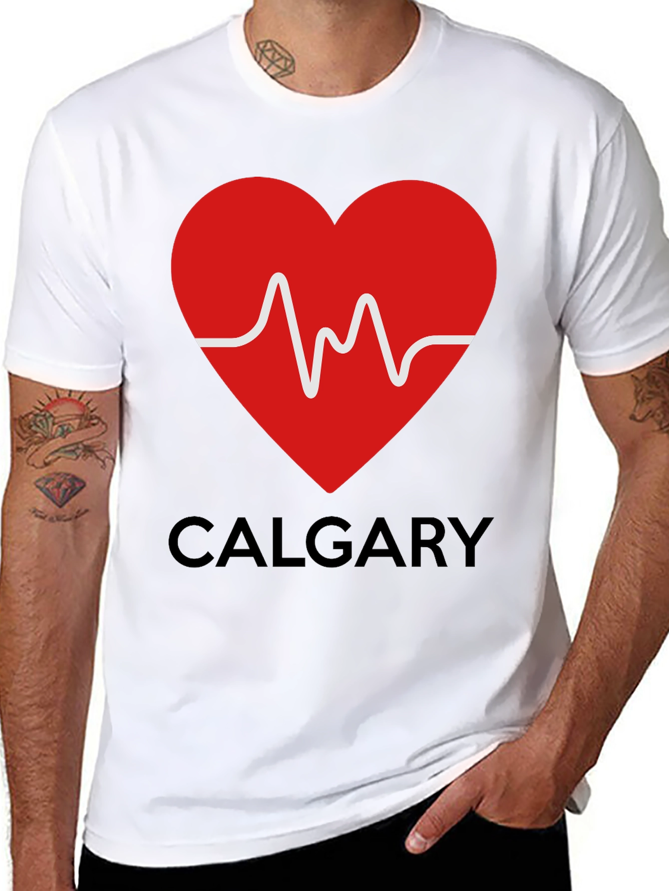 Calgary Heartbeat T-Shirt - Black Crew Neck