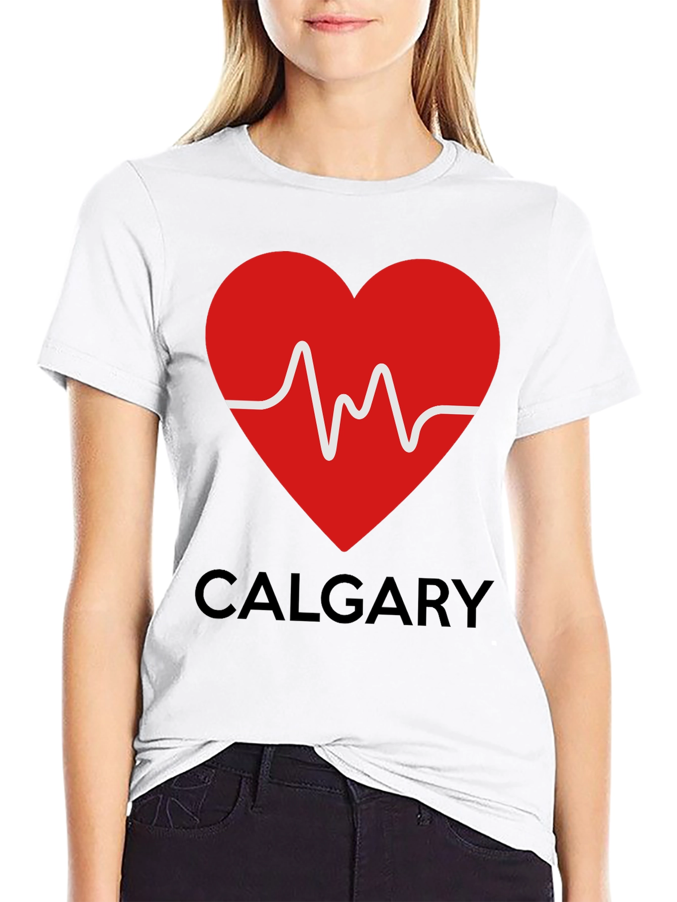 Calgary Heartbeat T-Shirt - Black Crew Neck