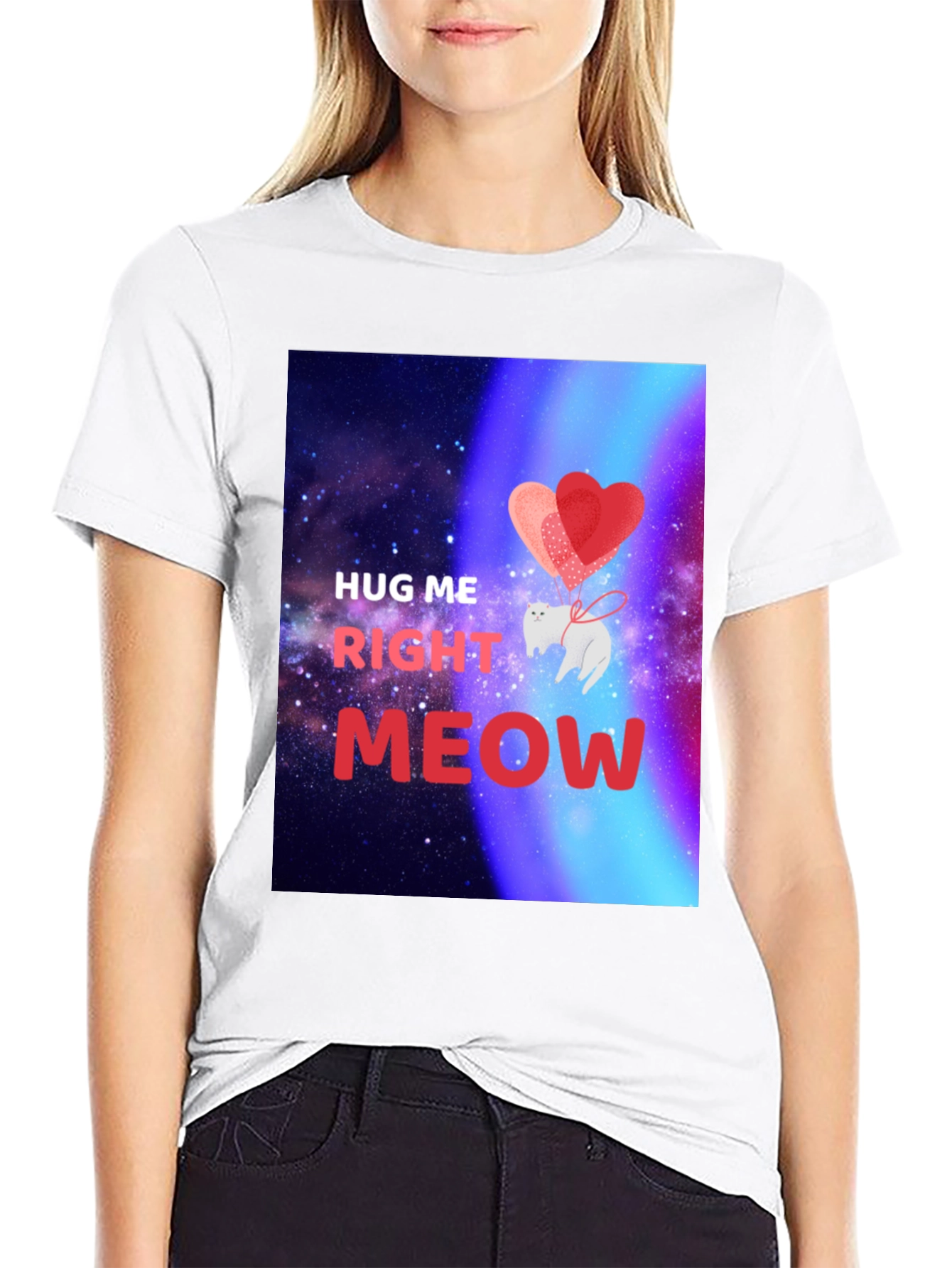 Hug Me Right Meow Graphic T-Shirt