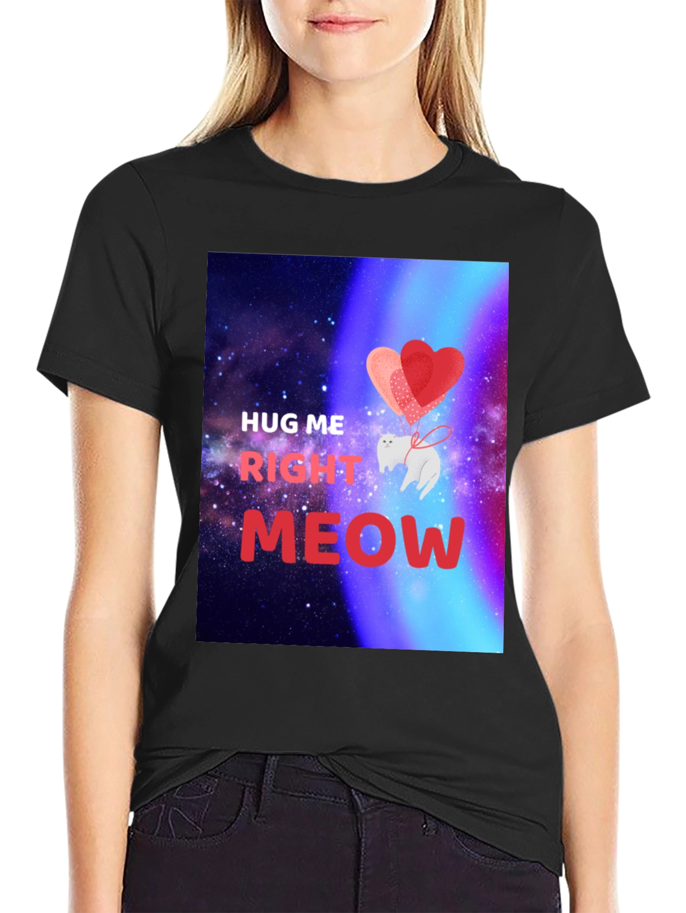 Hug Me Right Meow Graphic T-Shirt