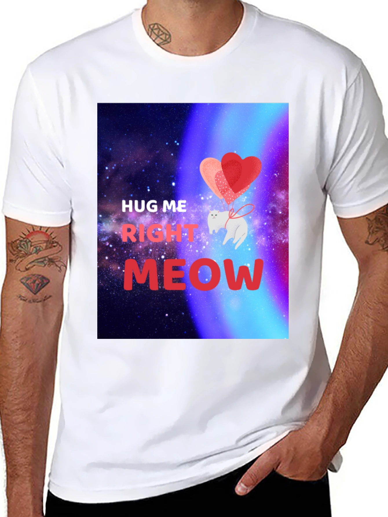 Hug Me Right Meow Graphic T-Shirt