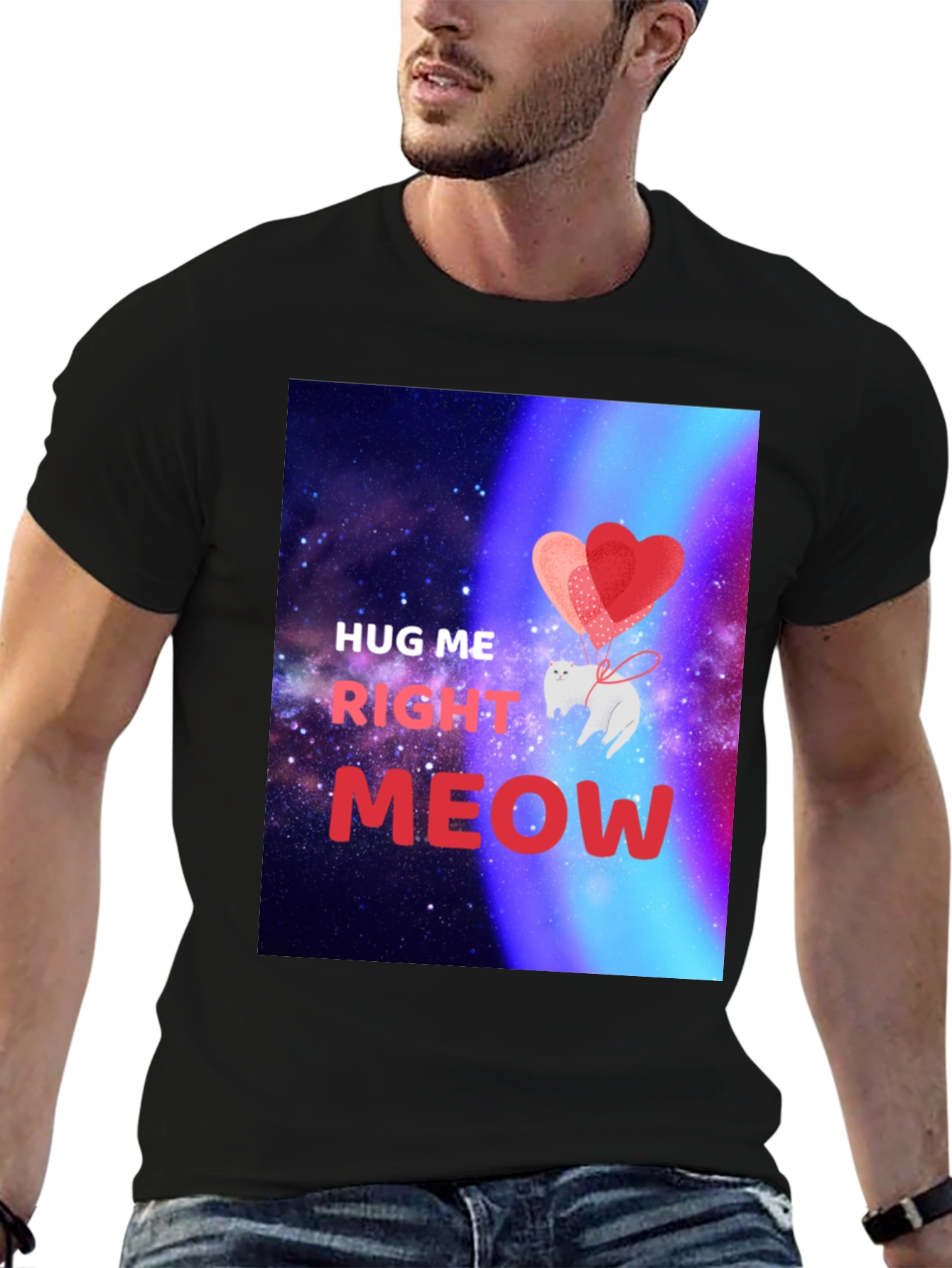 Hug Me Right Meow Graphic T-Shirt